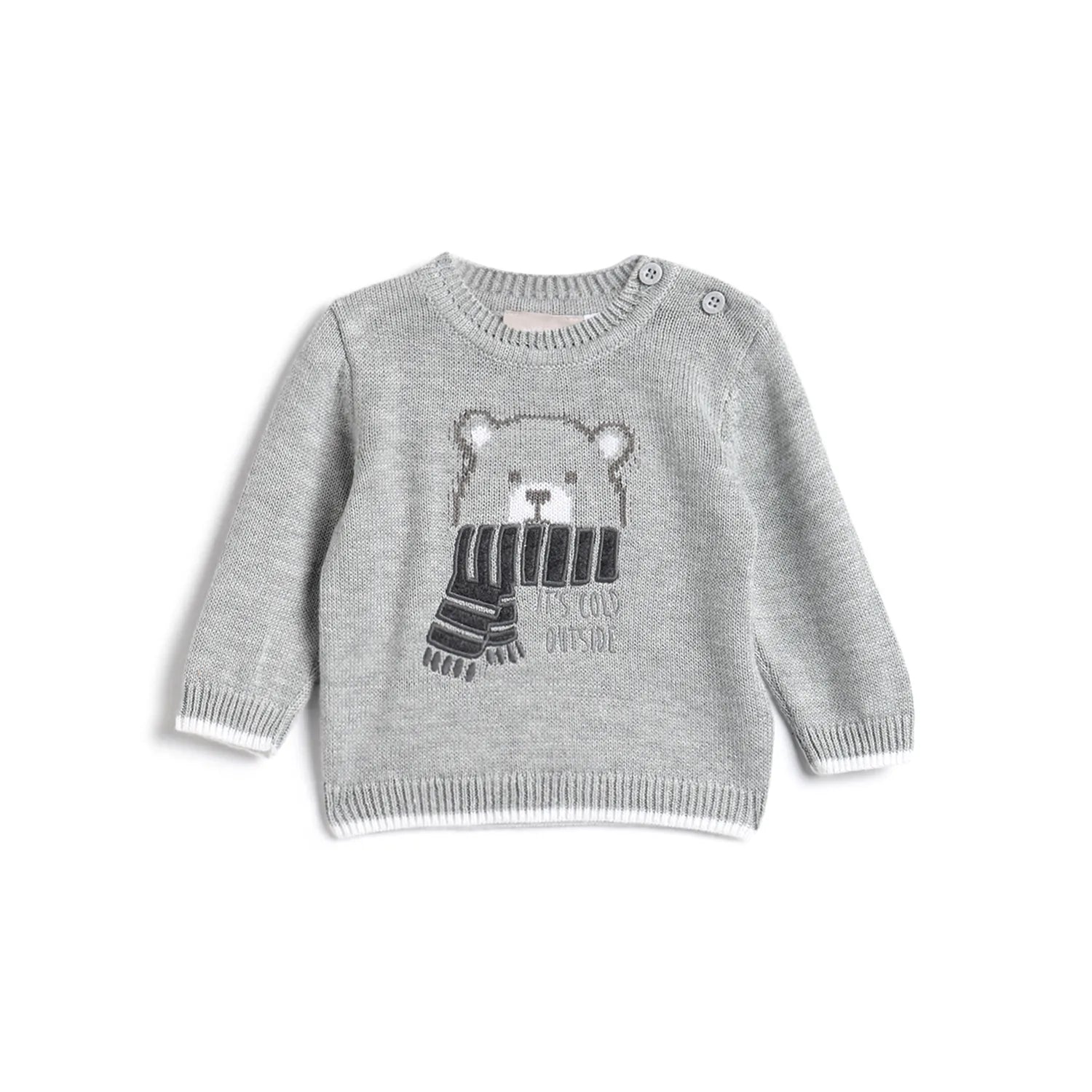 Boys Grey Self Design Pullover