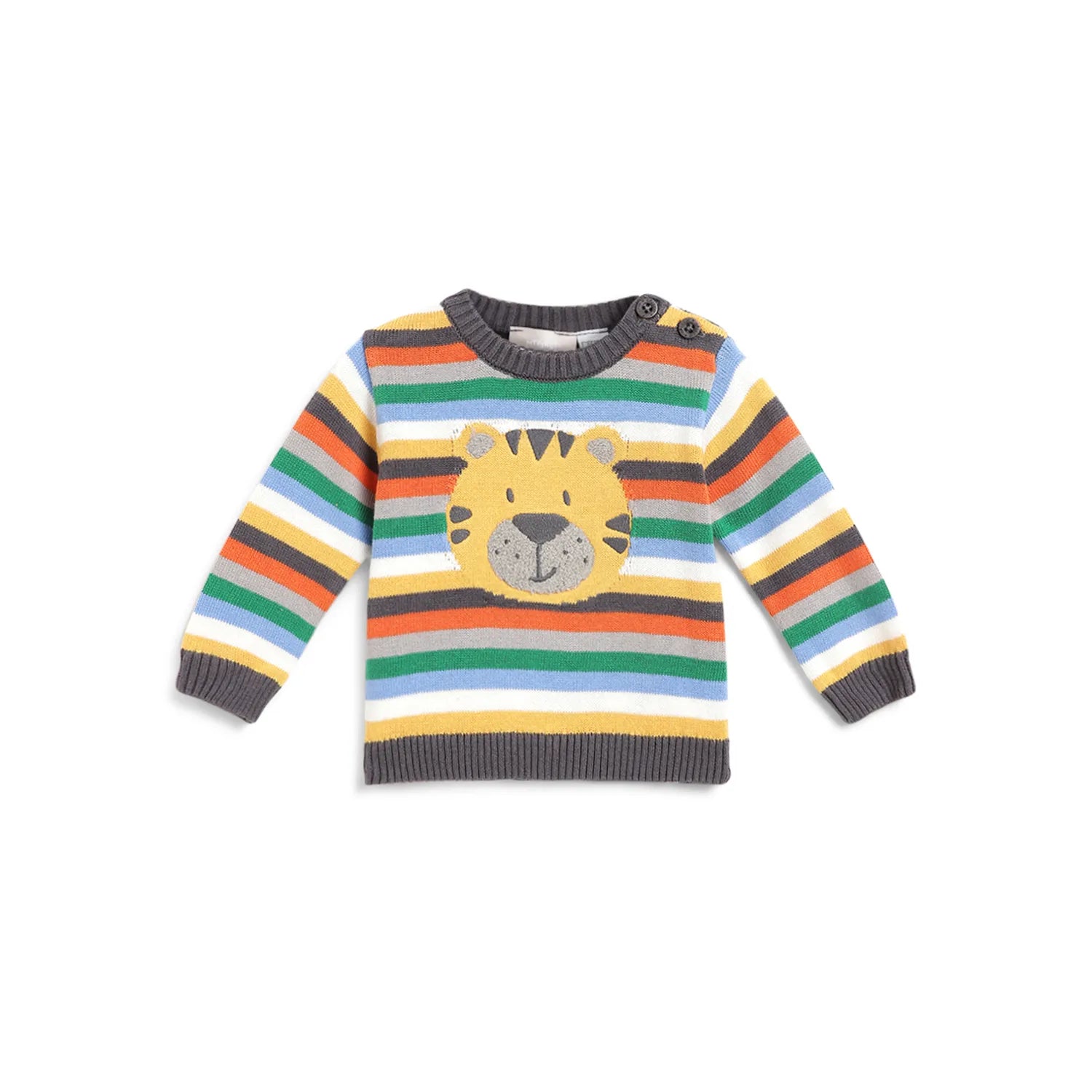 Boys Grey Striped Pullover