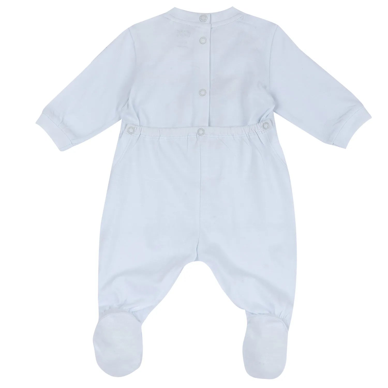 Boys Light Blue Animal Printed Back Opening Babysuit