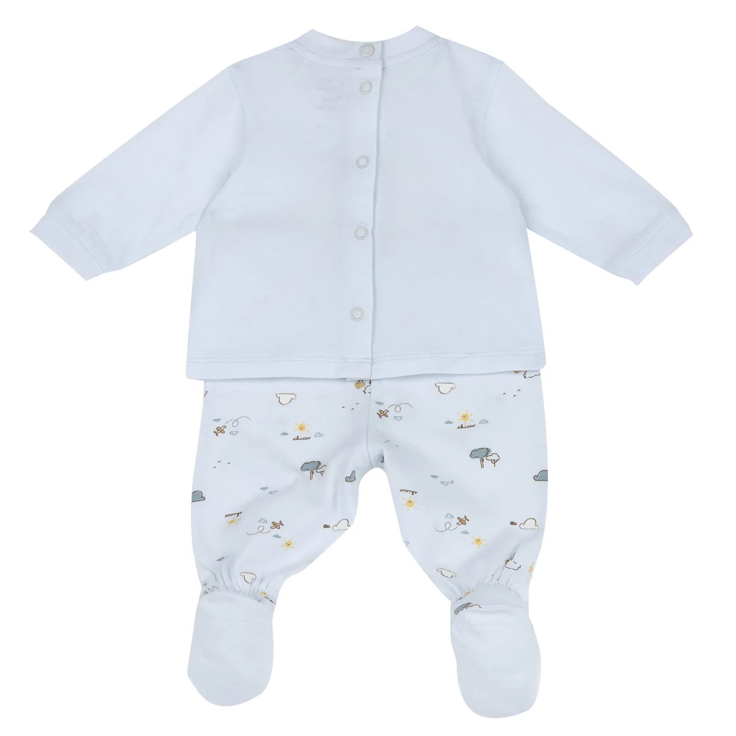 Boys Light Blue Animal Printed Smock with Leggings