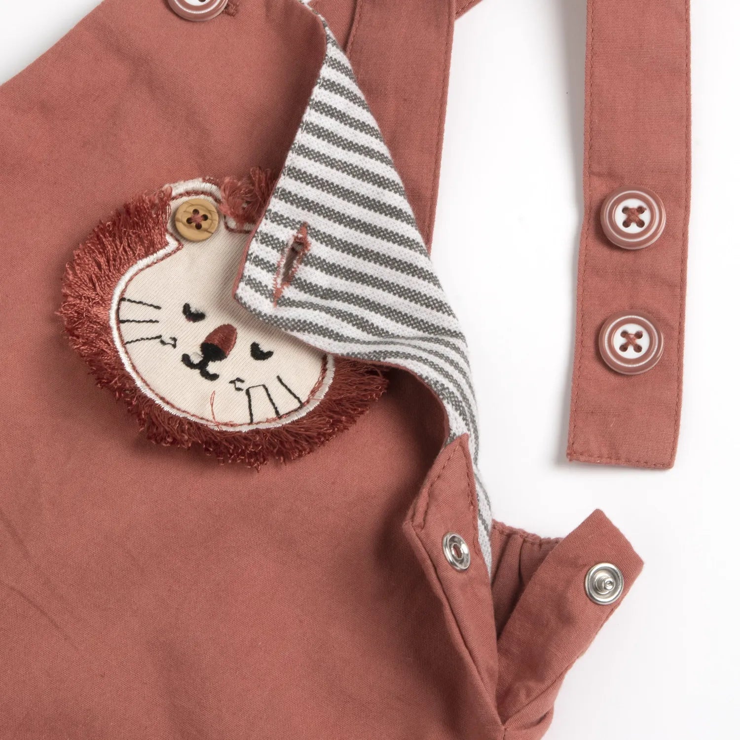 Boys Light Red Embellished Short Dungaree