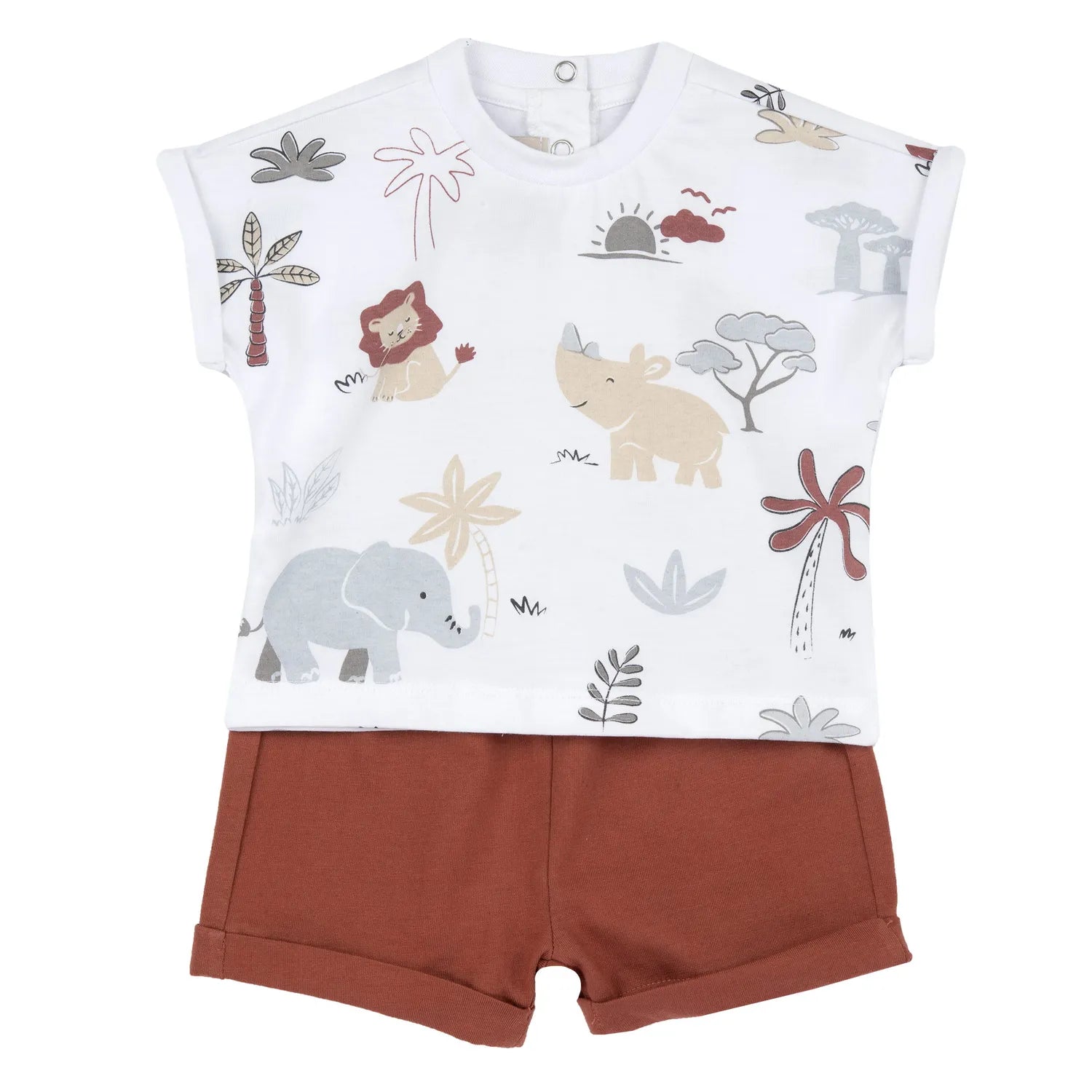 Boys Light Red Printed T-Shirt with Shorts