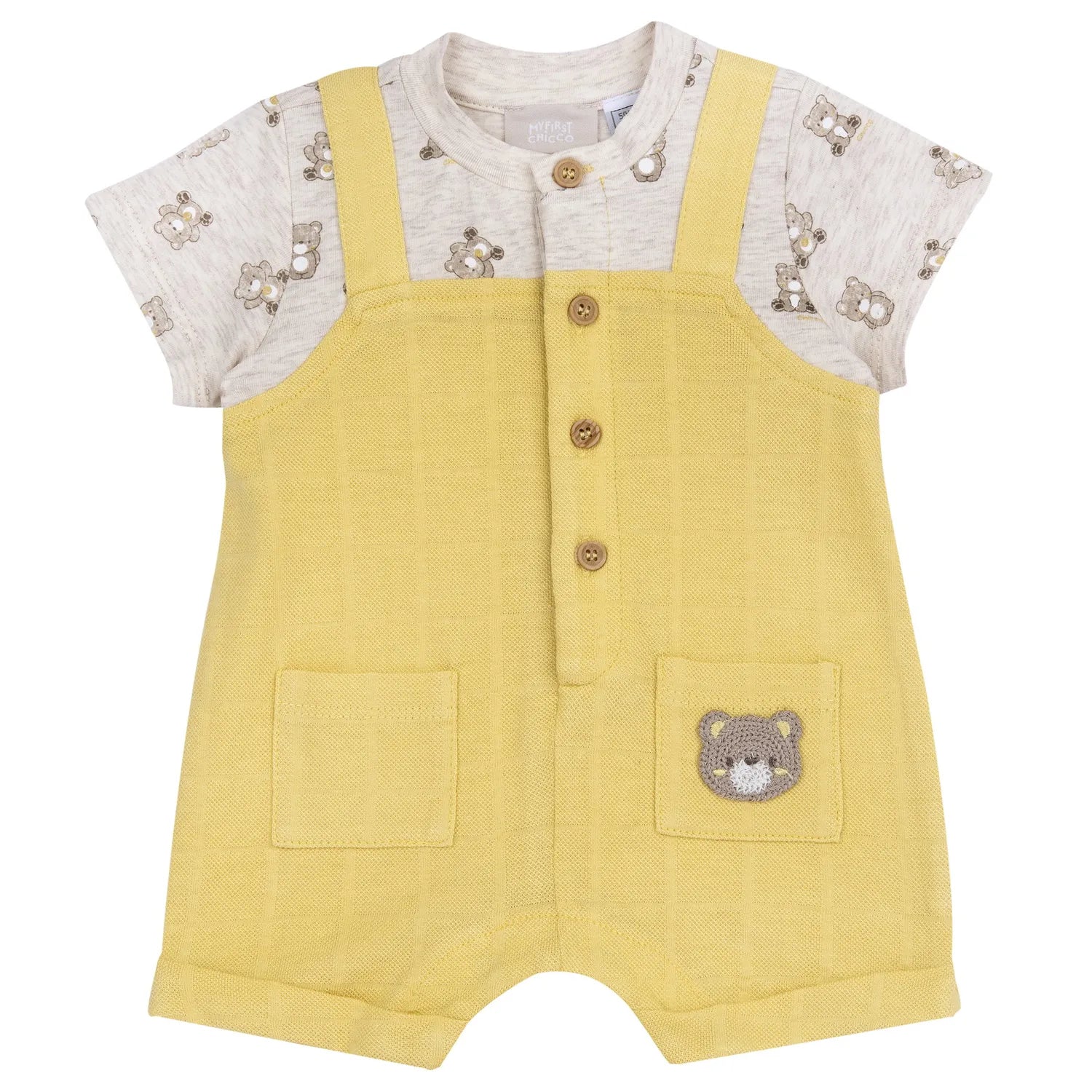 Boys Light Yellow Printed Romper