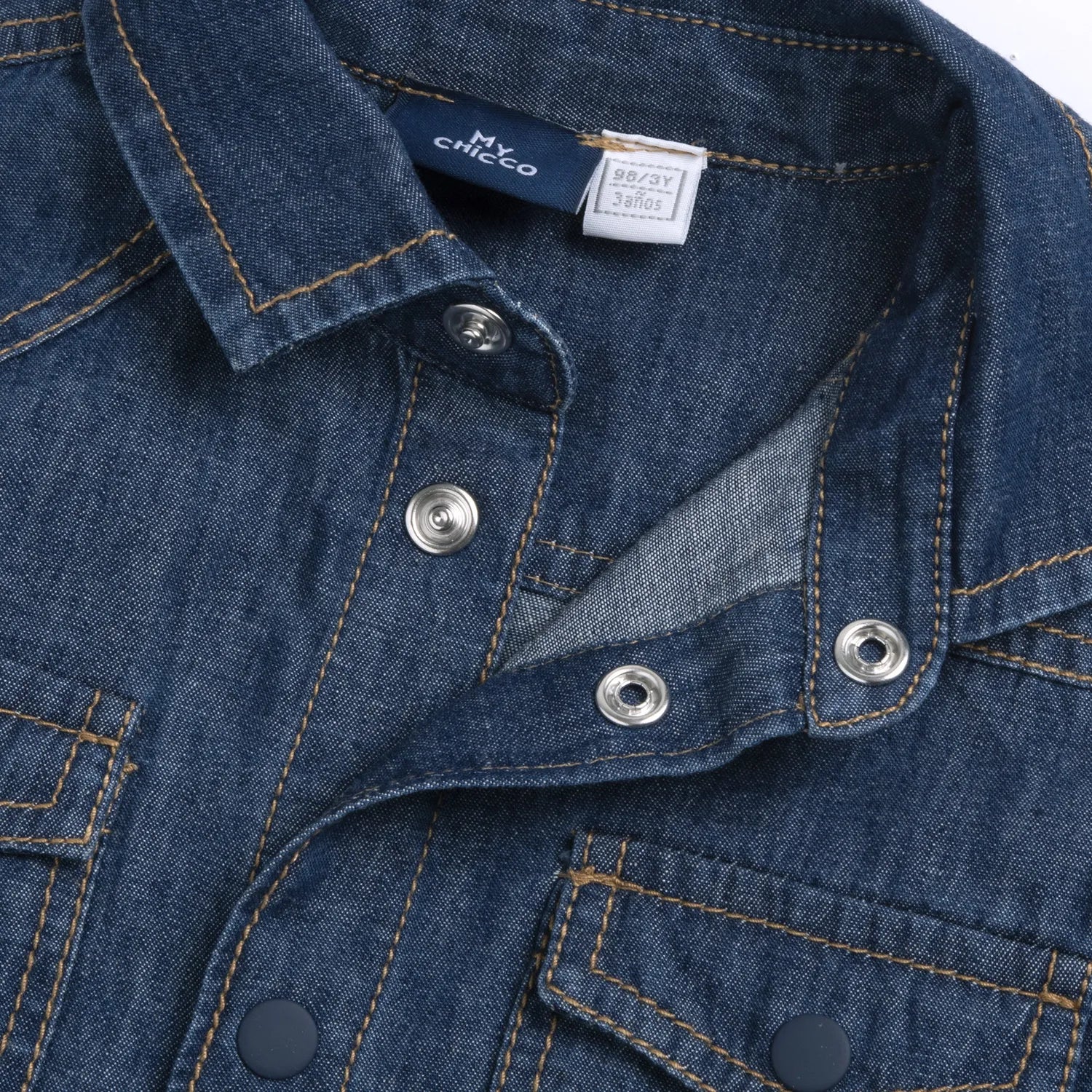 Boys Medium Blue Solid Denim Shirt