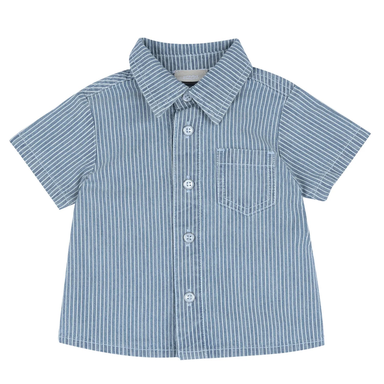 Boys Medium Blue Striped Shirt
