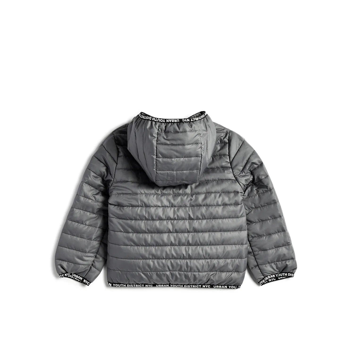 Boys Medium Grey Hooded Puffer Jacket