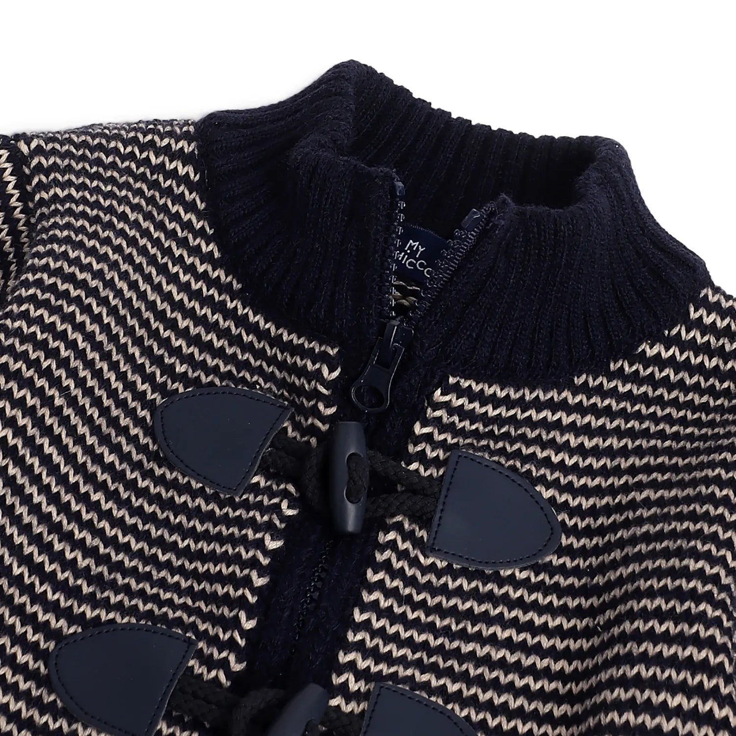 Boys Navy Blue Self Design Cardigan