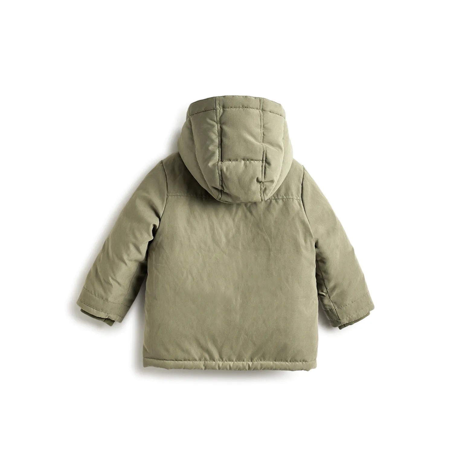 Boys Olive Green Hooded Solid Jacket
