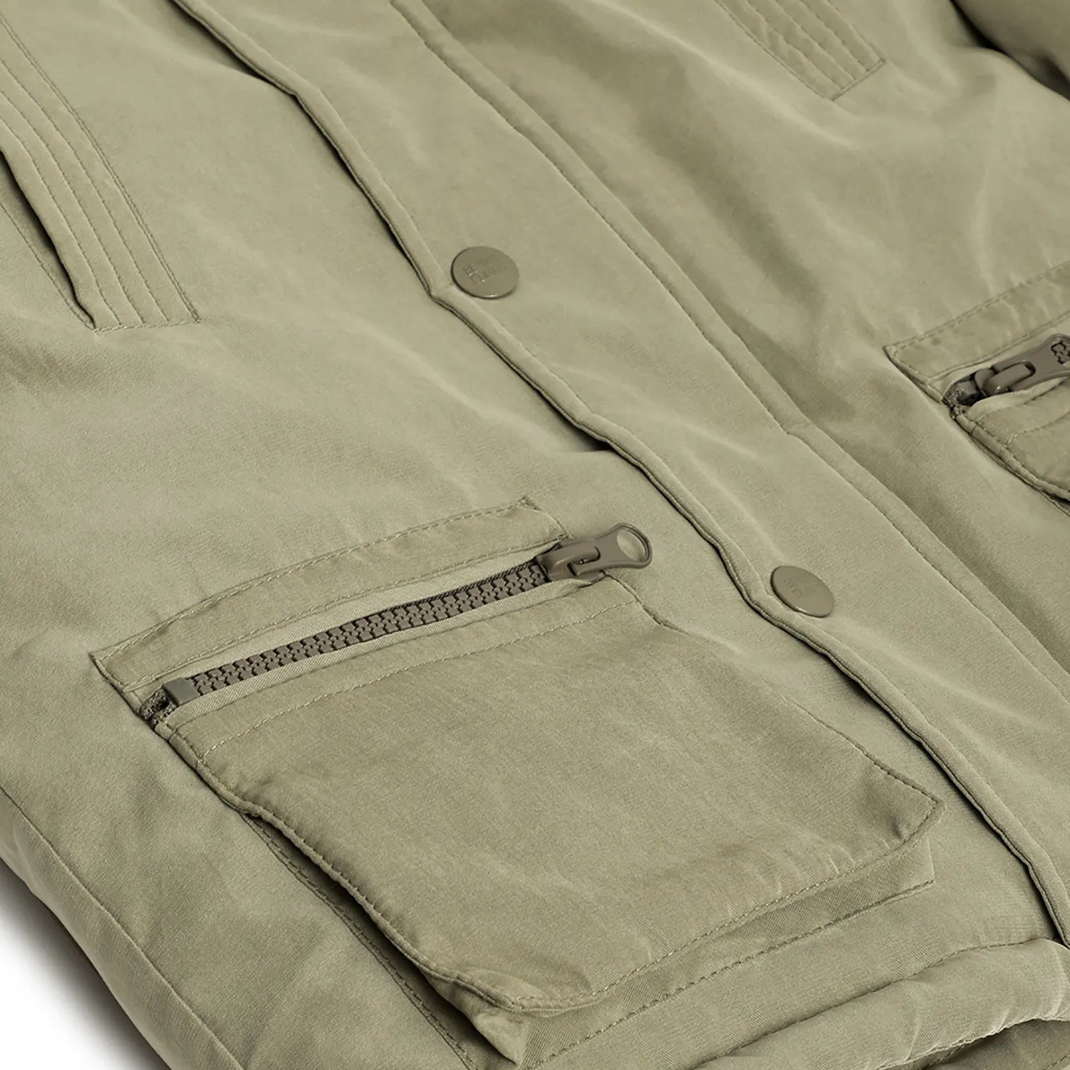 Boys Olive Green Hooded Solid Jacket