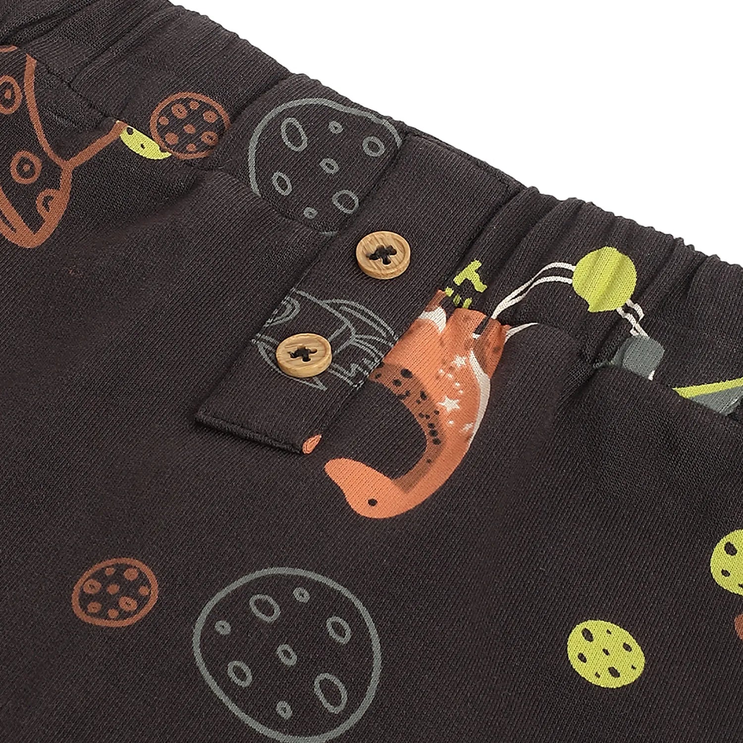 Boys Olive Green Printed Joggers