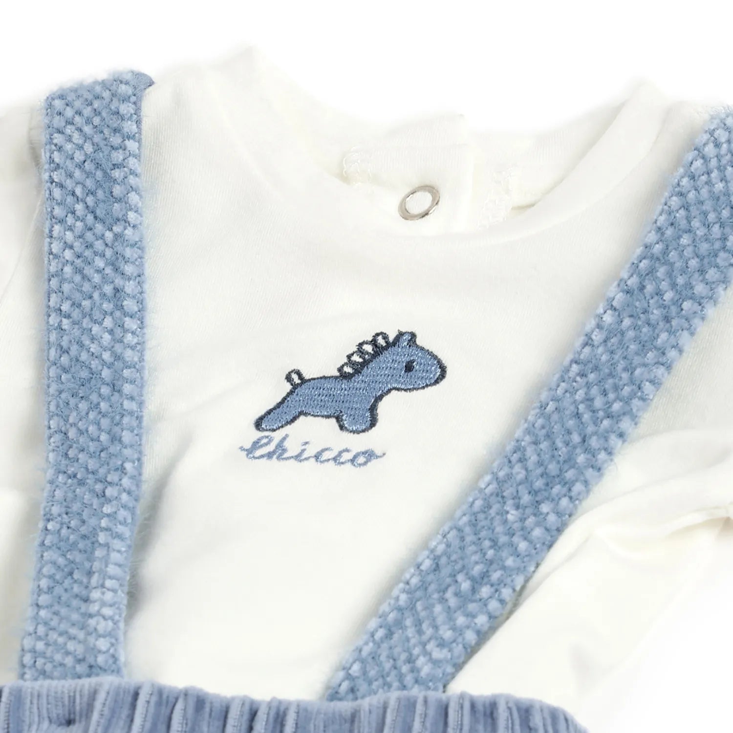 Boys White & Blue Bodysuit with Dungaree