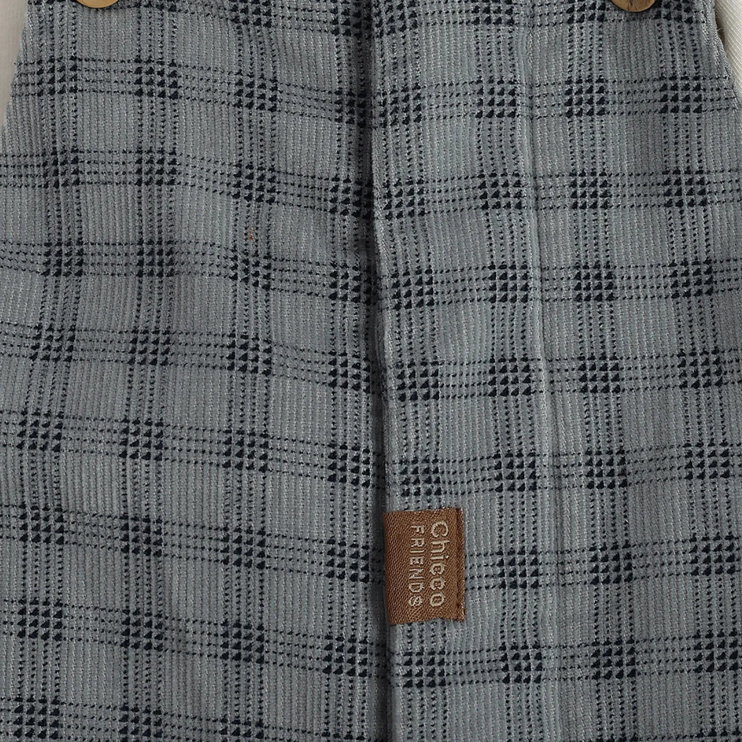 Boys White & Blue Checked Bodysuit with Dungaree