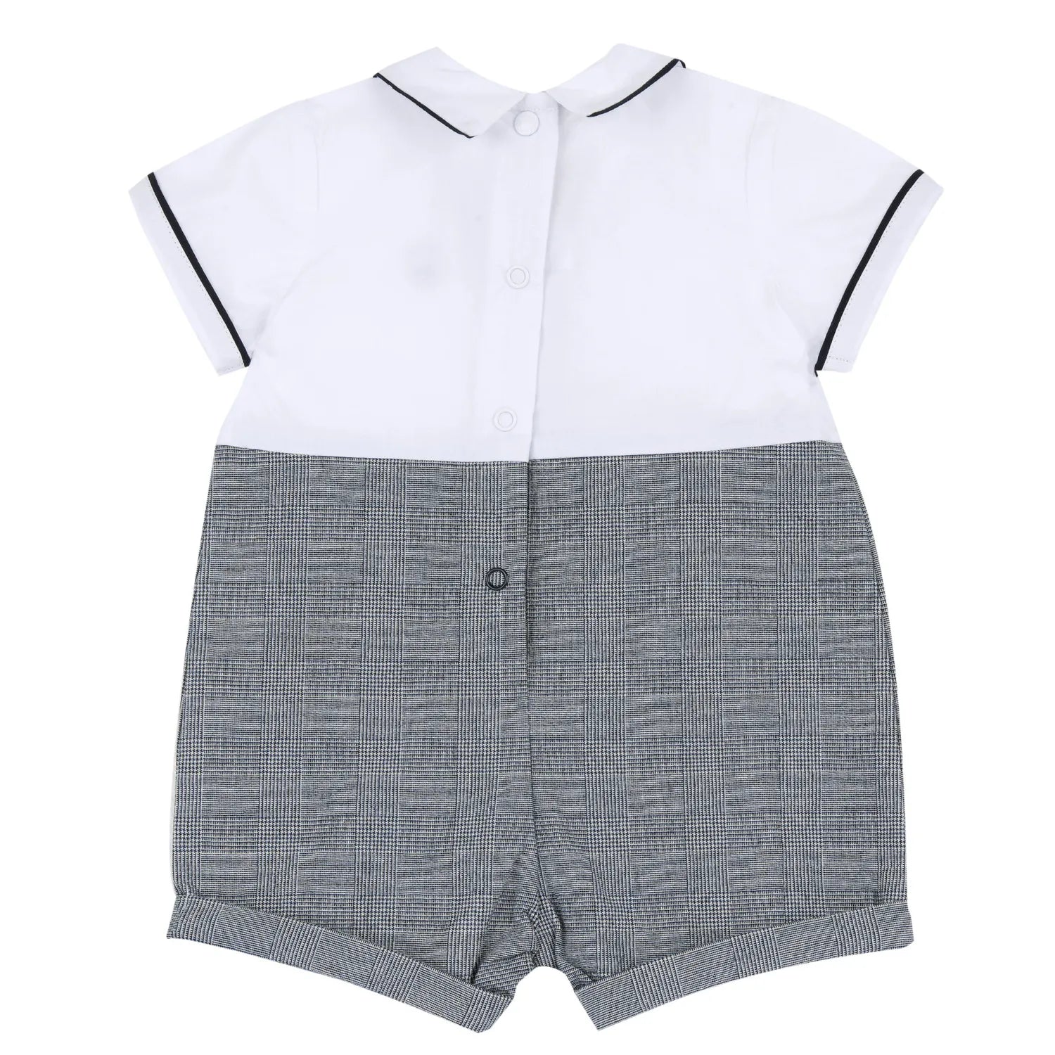 Boys White and Blue Checked Romper