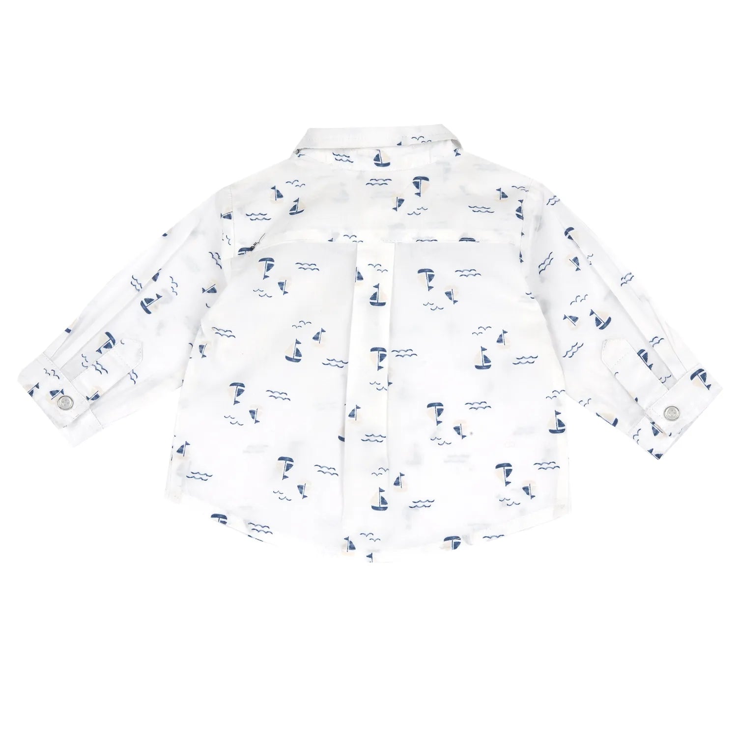Boys White and Blue Printed Shirt