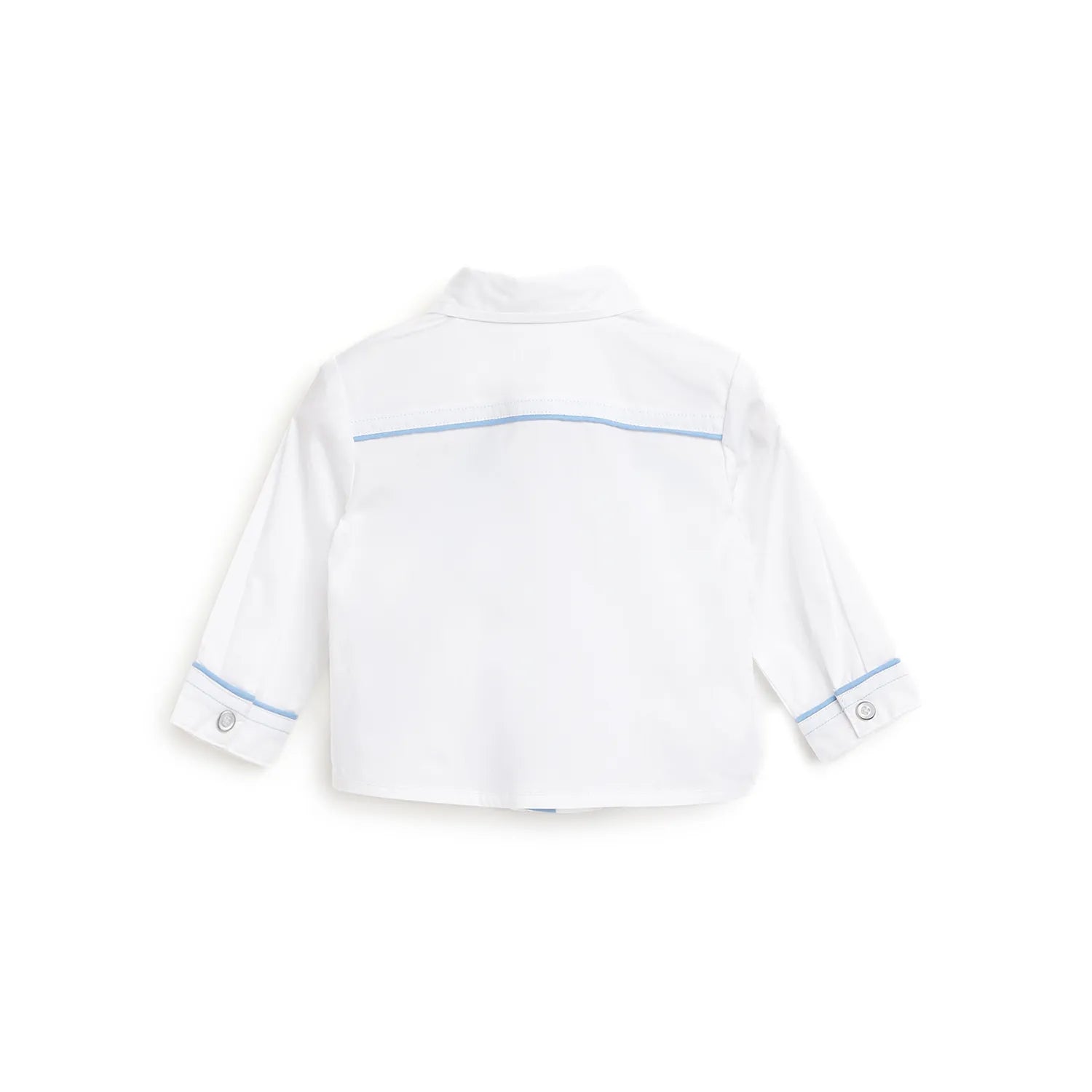 Boys White & Blue Printed Shirt