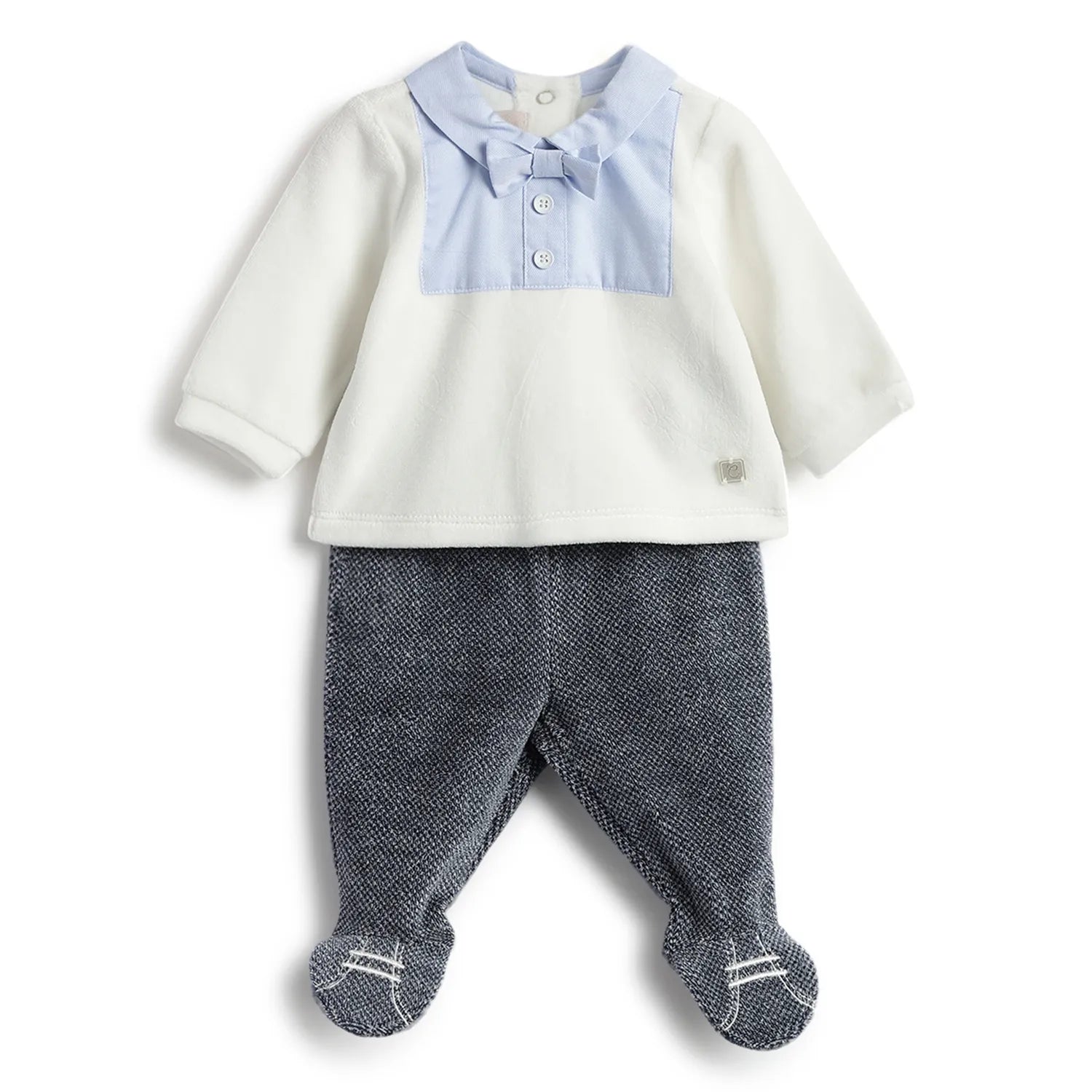 Boys White & Blue Sweatshirt With Leggings