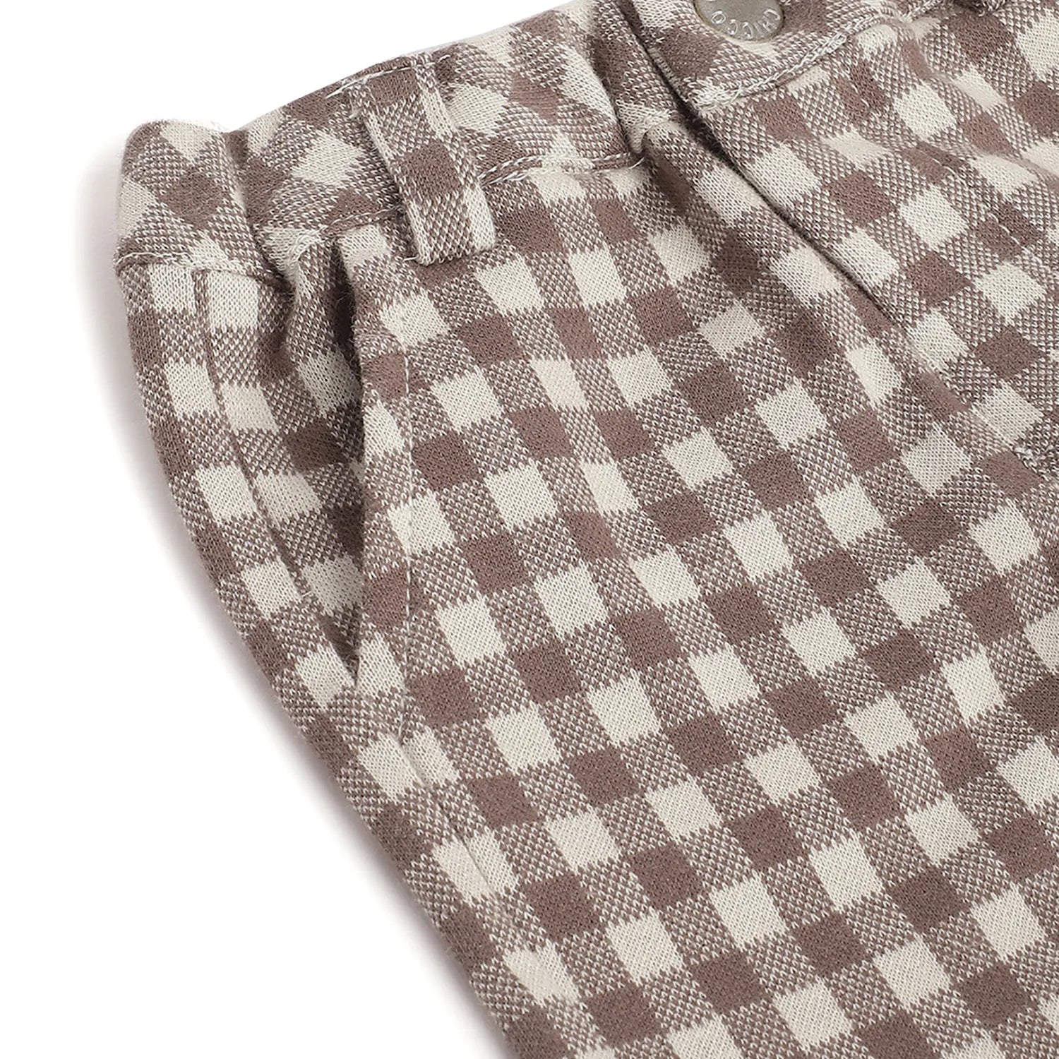 Boys White & Brown Cotton T-shirt With Trousers