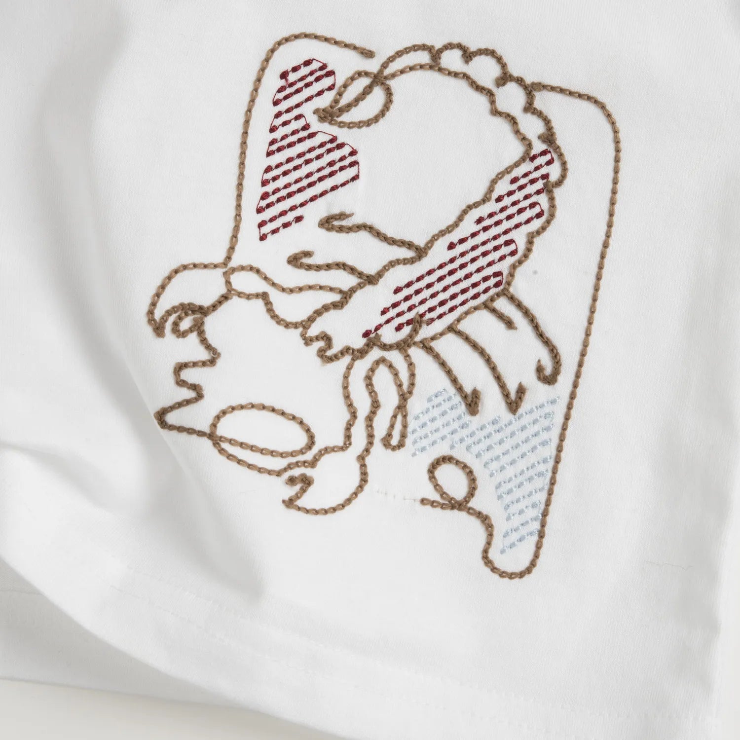 Boys White and Brown Embroidered T-shirt