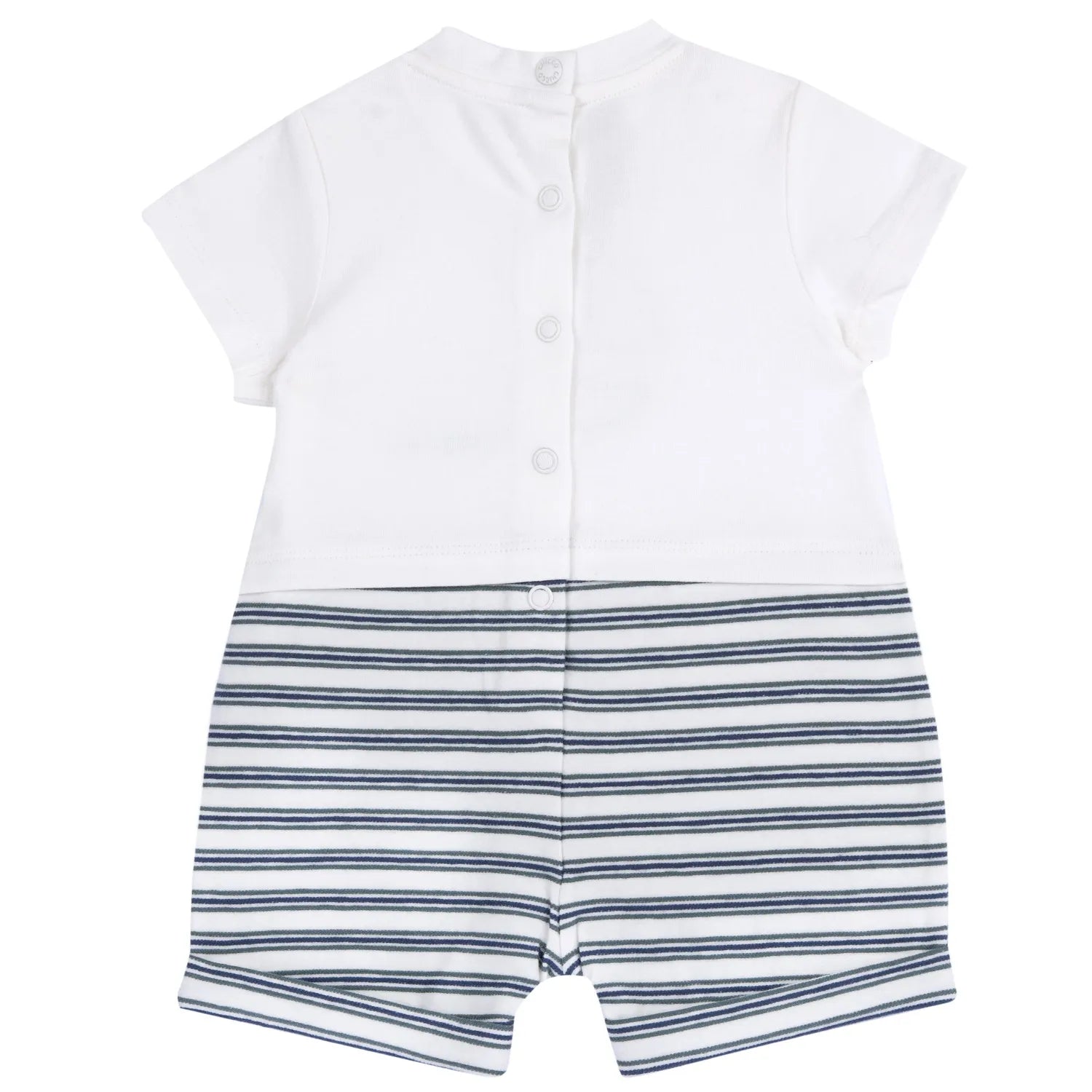 Boys White and Green Embellished Romper