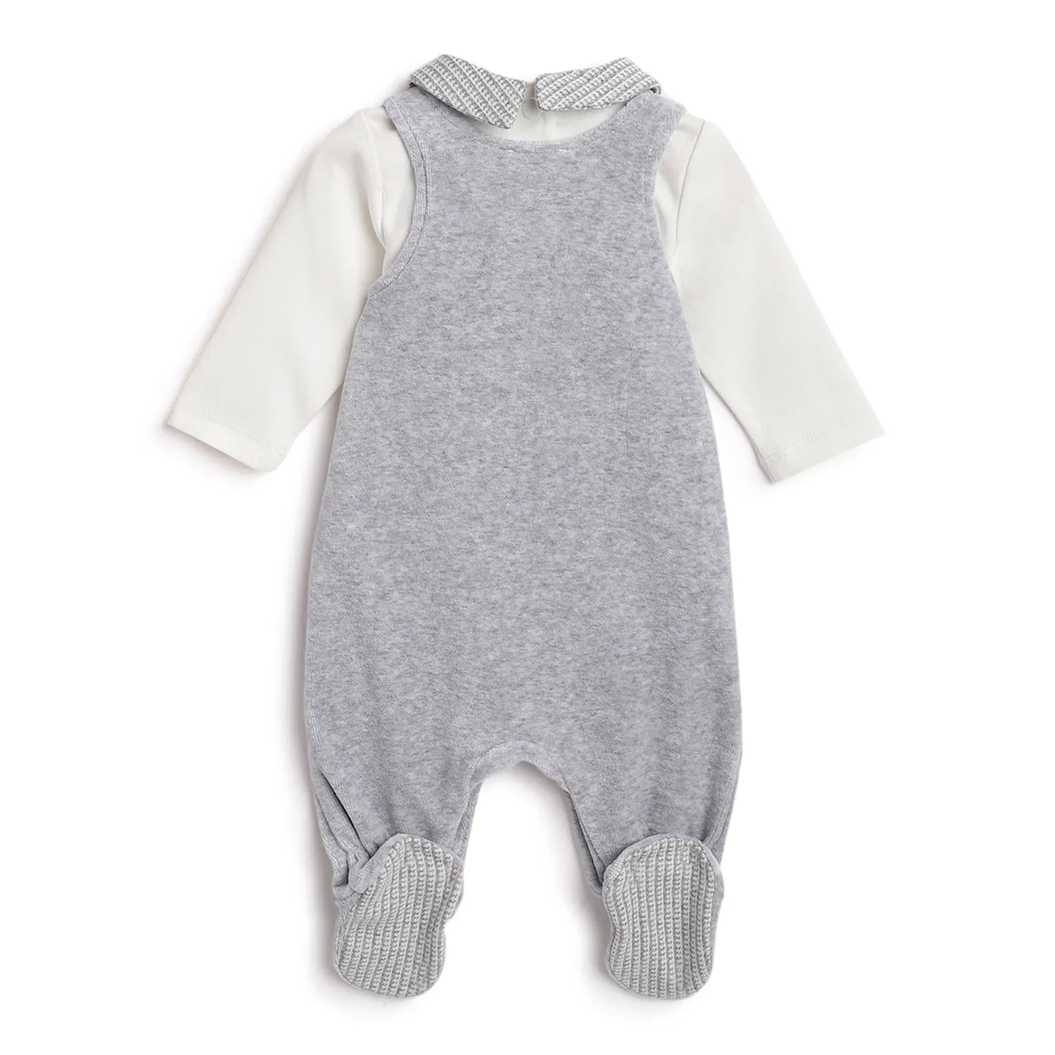 Boys White & Grey Applique Bodysuit with Babysuit