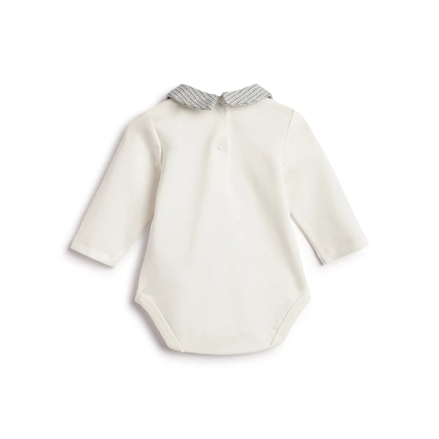 Boys White & Grey Applique Bodysuit with Babysuit