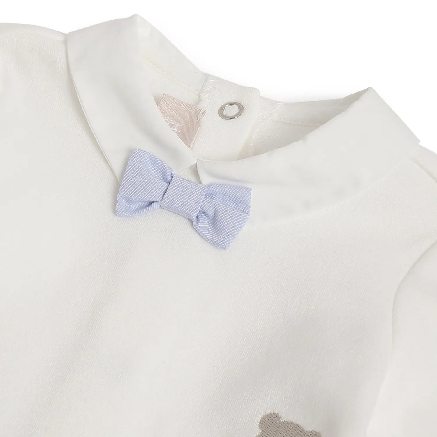 Boys White & Grey Embroidered Smock With Leggings