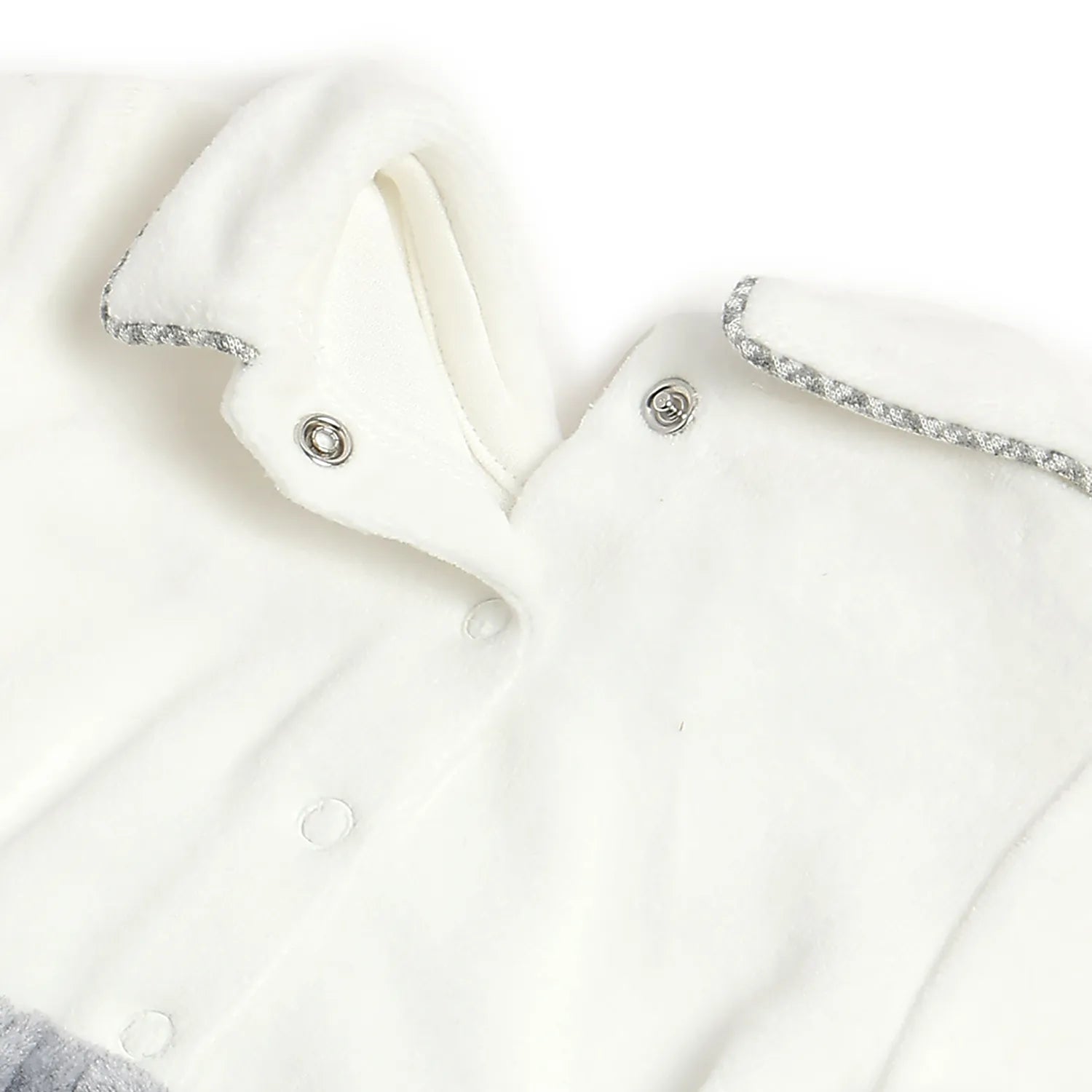 Boys White & Grey Nappy Opening Babysuit