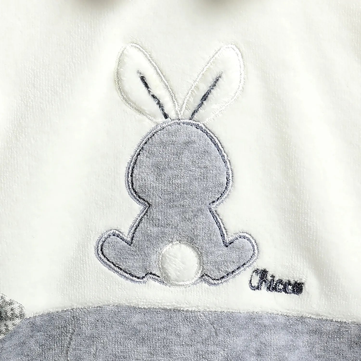 Boys White & Grey Nappy Opening Babysuit