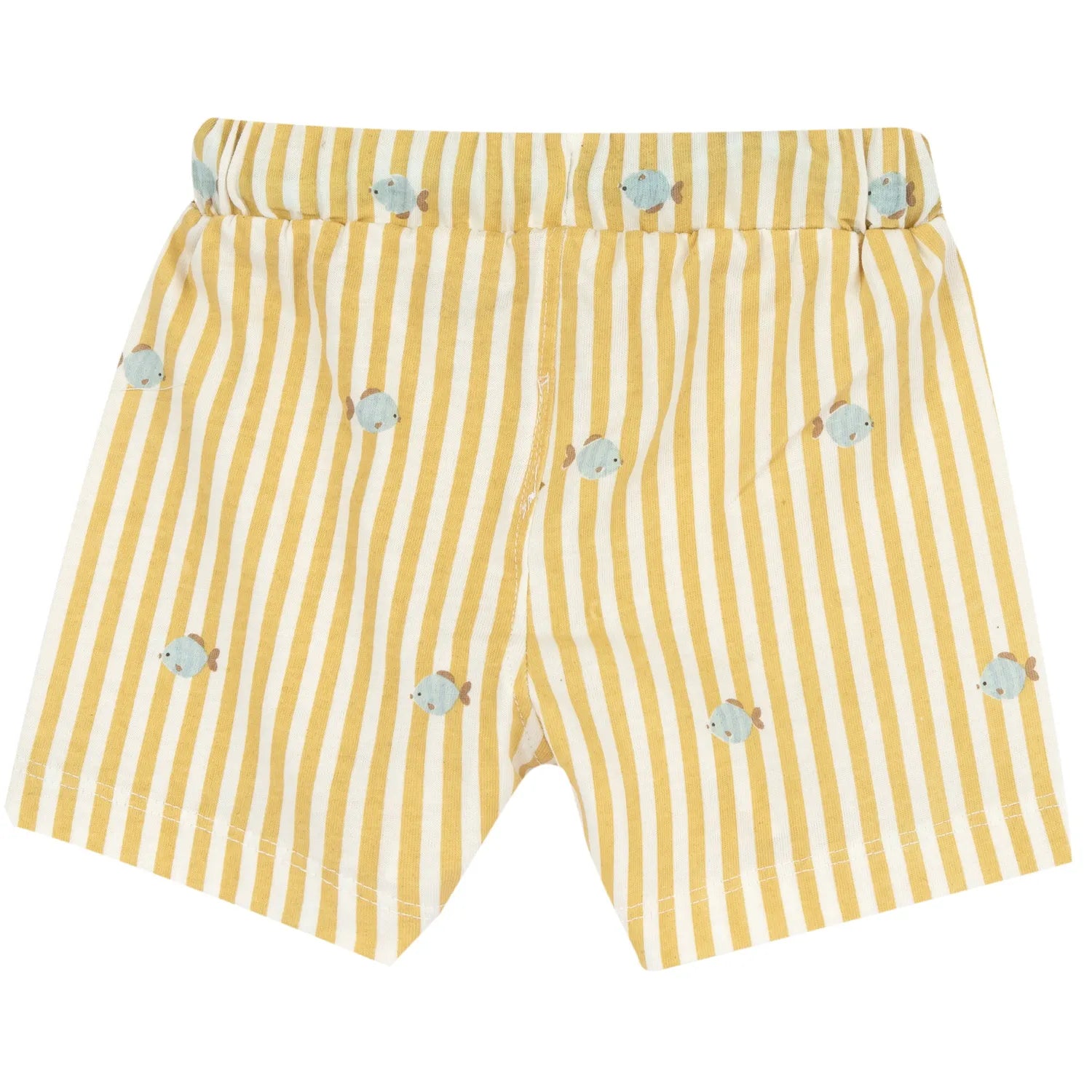 Boys White and Light Yellow Printed T-Shirt with Shorts