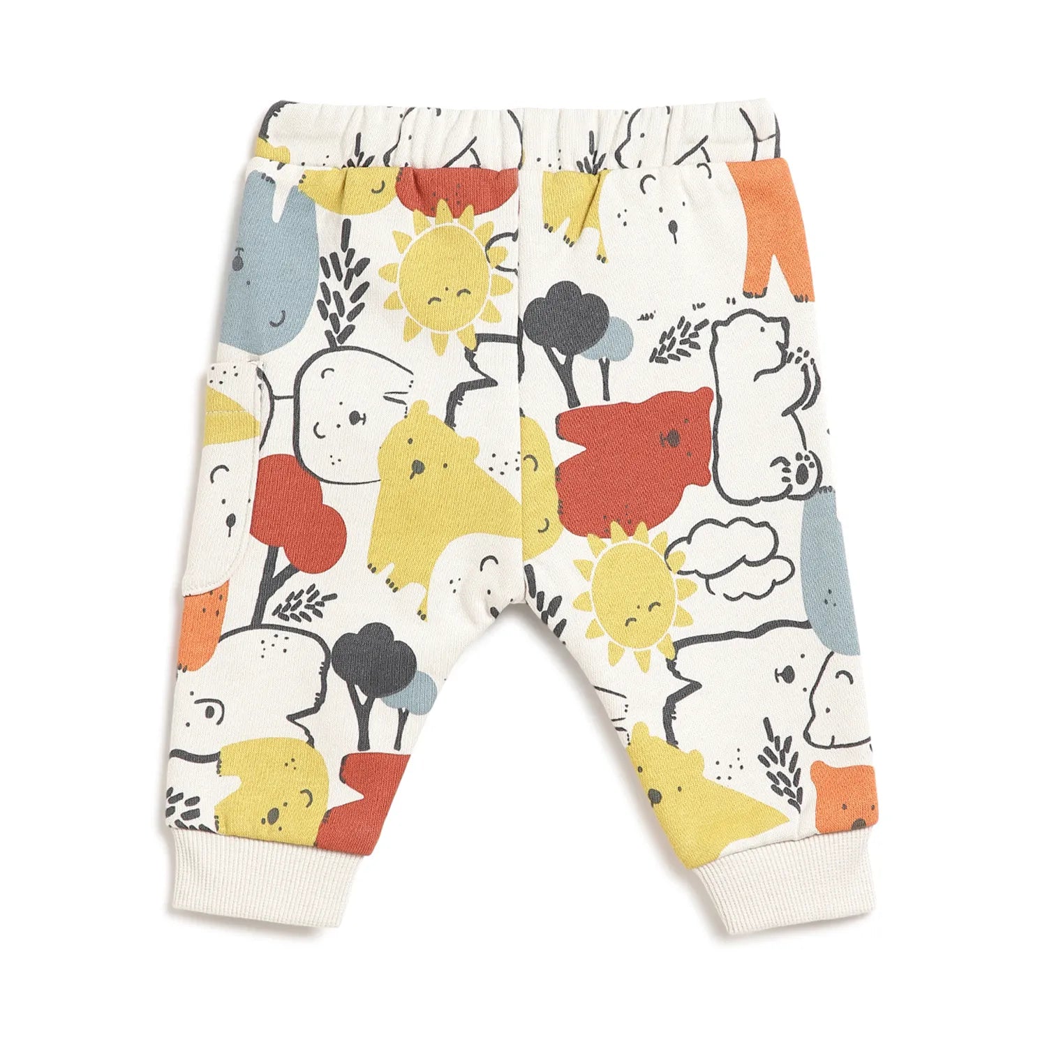 Boys White & Yellow Printed Joggers