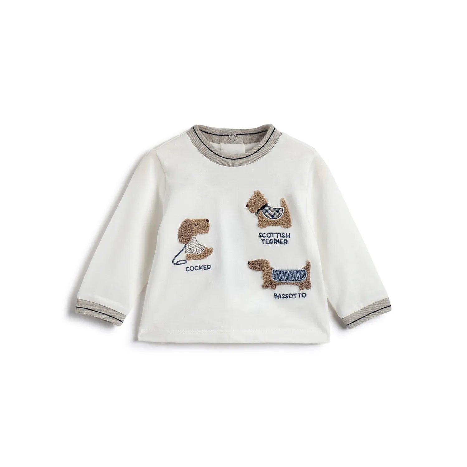 Boys White Animal Printed Cotton T-shirt
