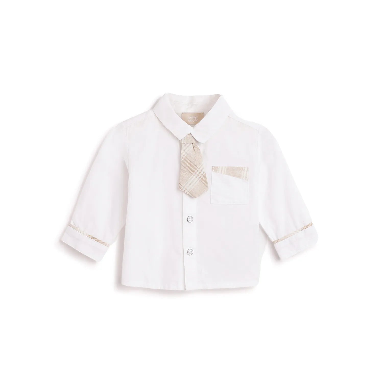 Boys White Cotton Solid Shirt