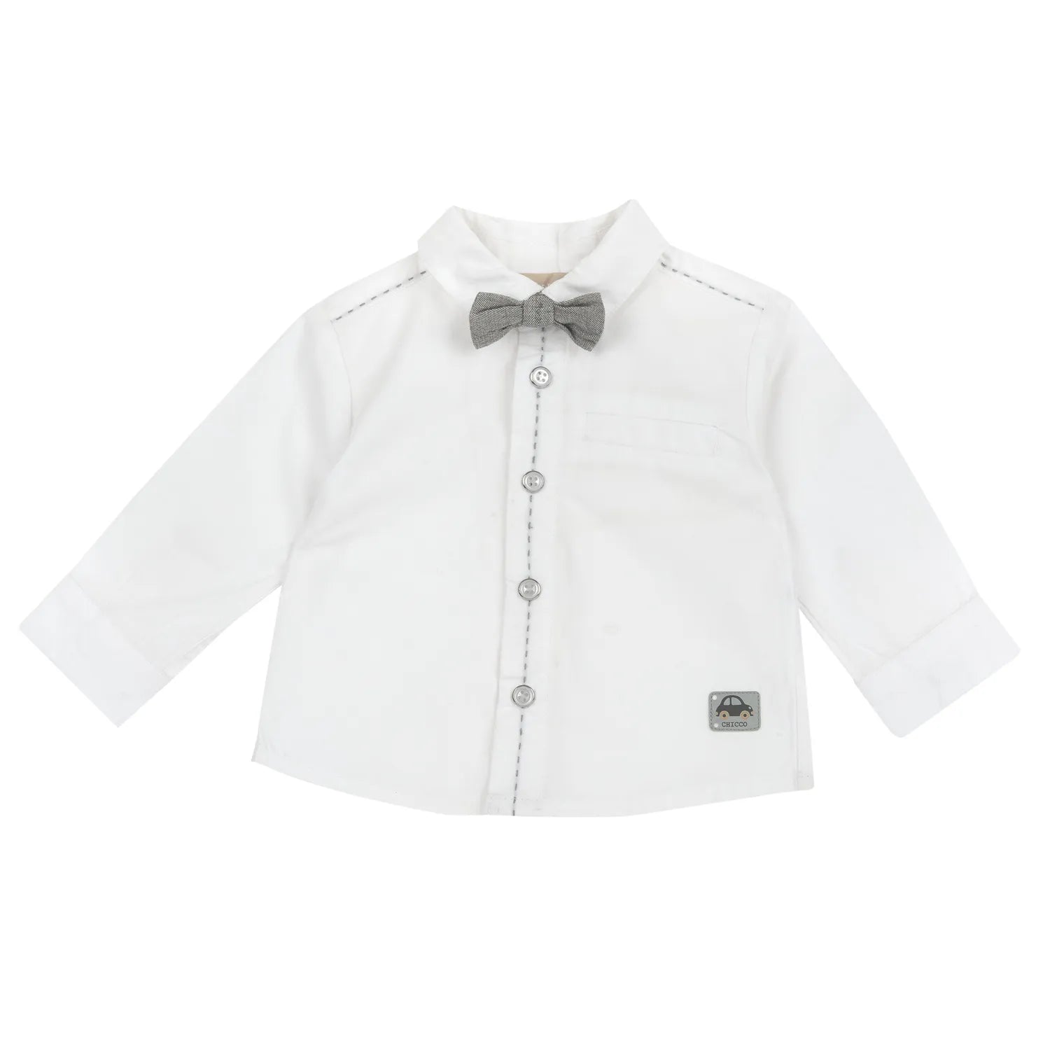 Boys White Embellished Cotton Shirt