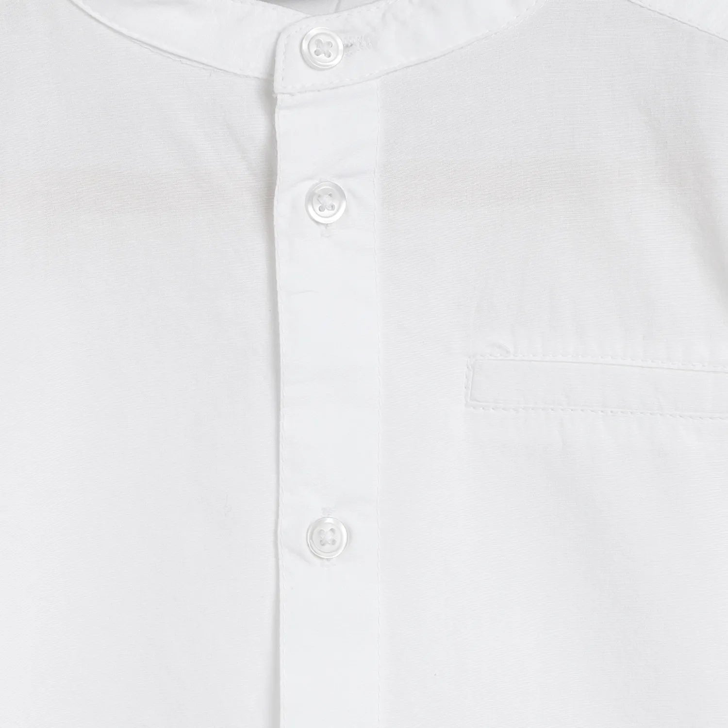 Boys White Mandarin Collar Casual Shirt