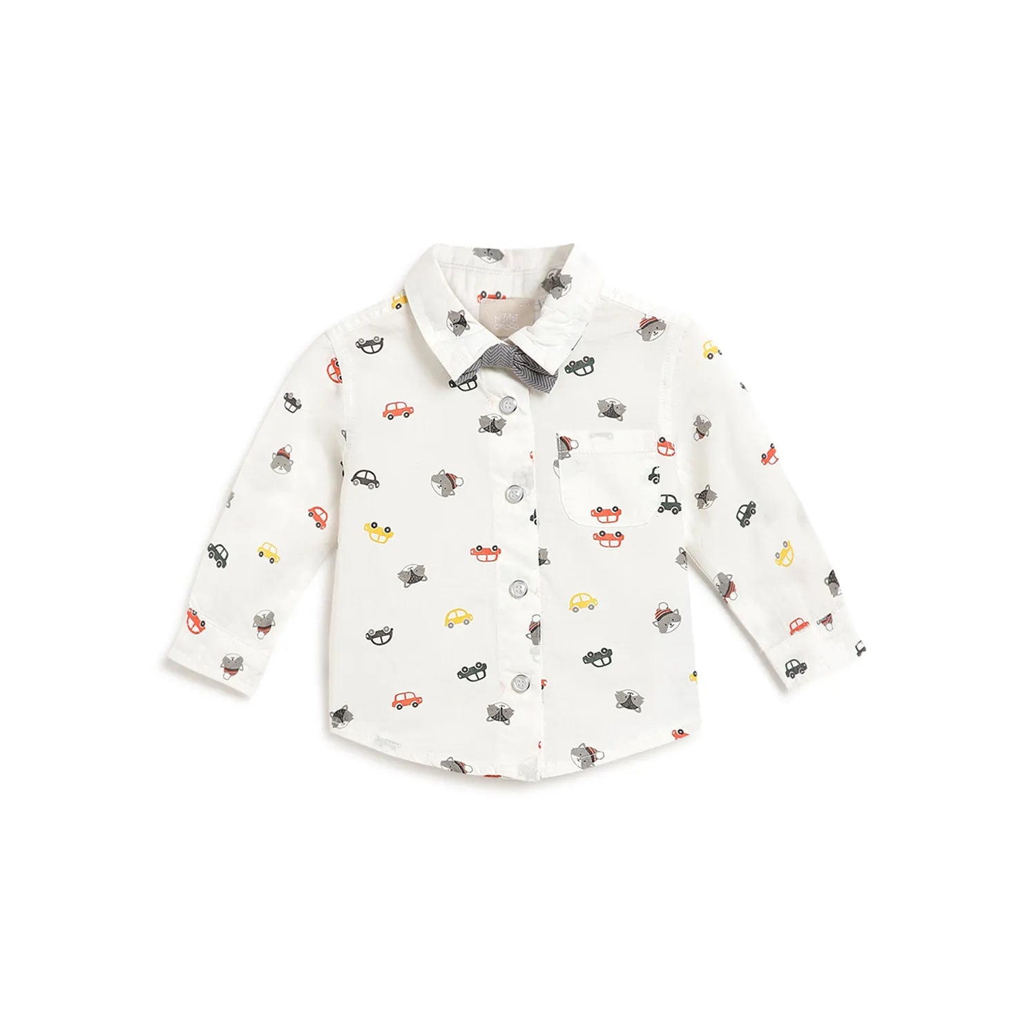 Boys White Printed Formal Shirt