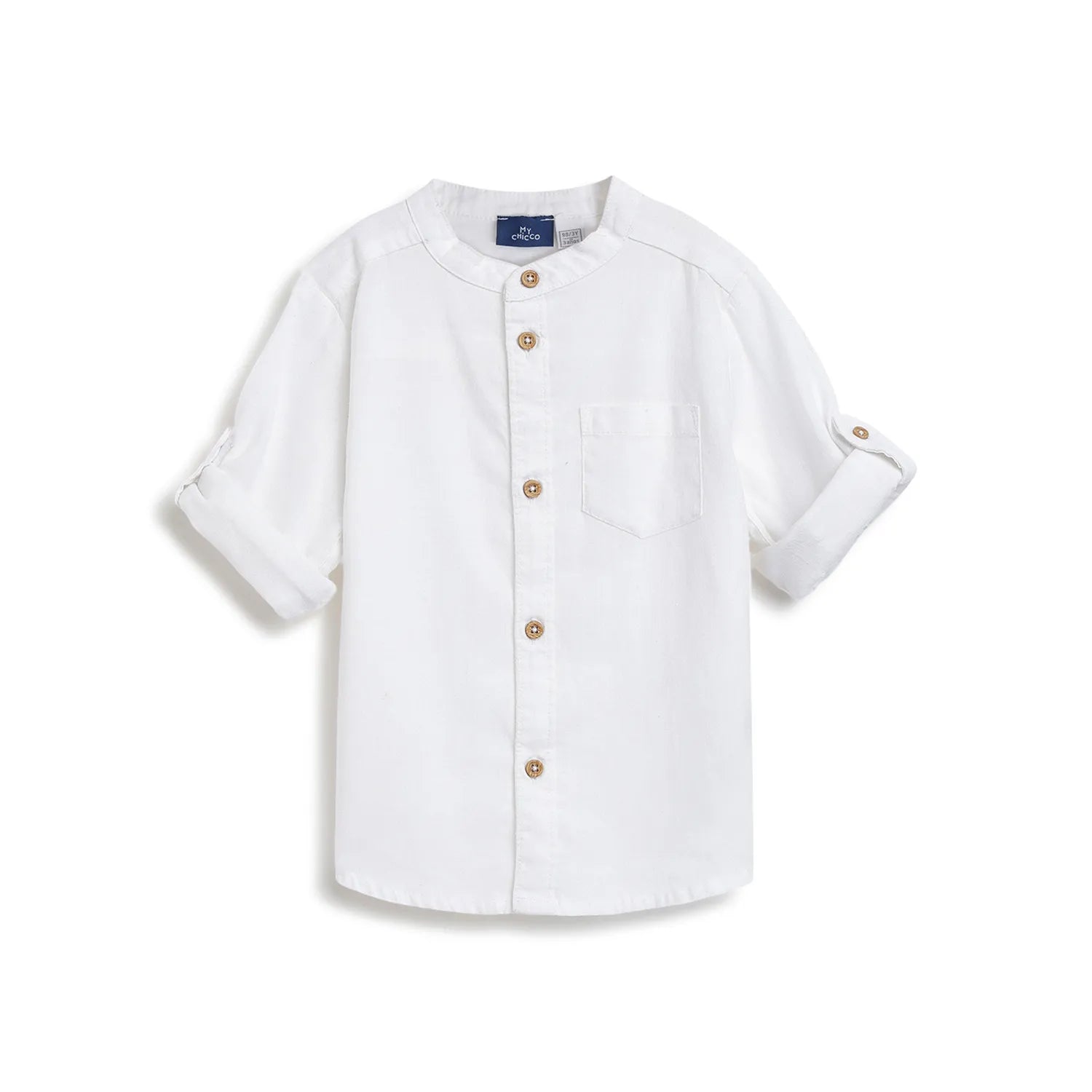 Boys White Solid Linen Shirt