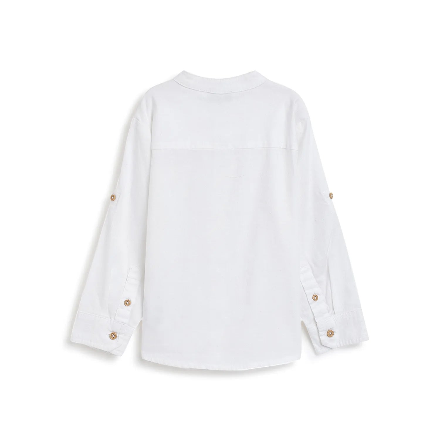 Boys White Solid Linen Shirt