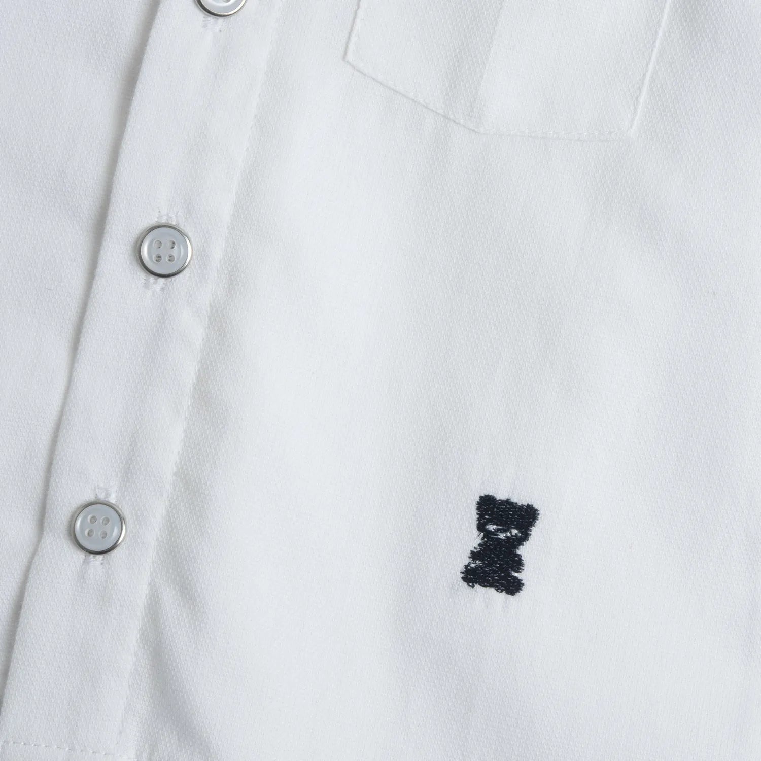 Boys White Solid Short Sleeve Shirt