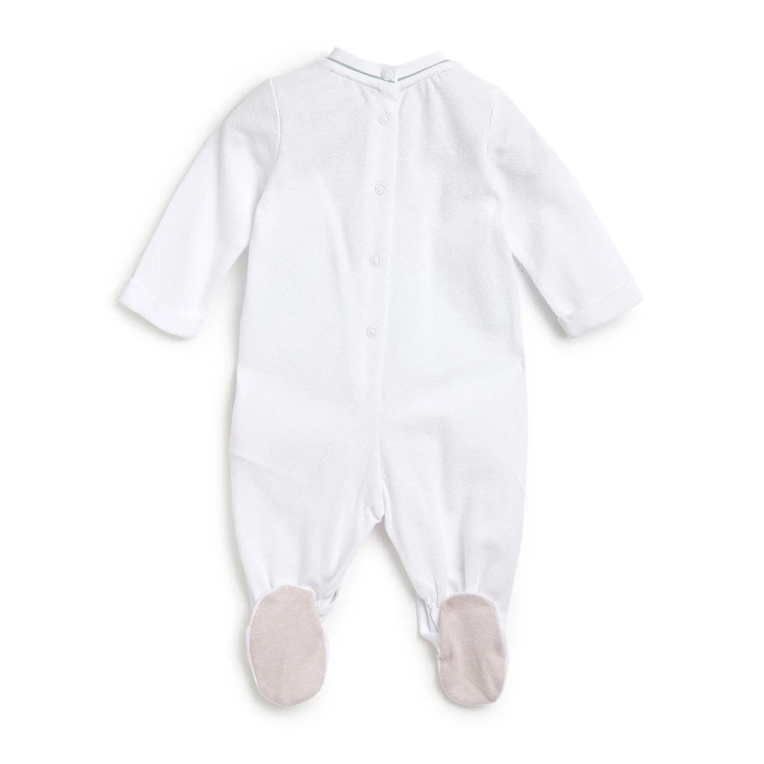 Boys White Striped Leg Opening Babysuit