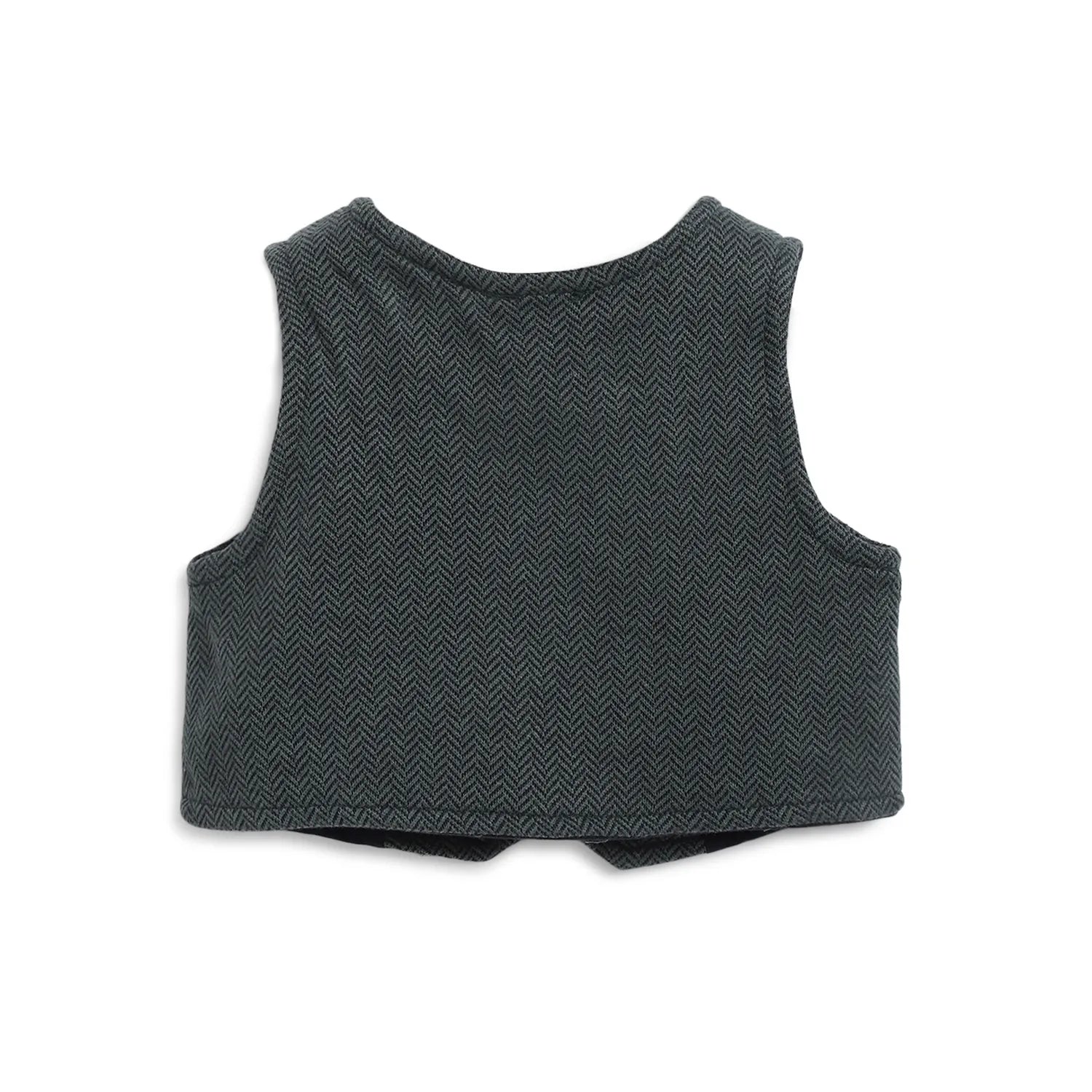 Boys Woven Design V-Neck Sleeveless Waistcoat