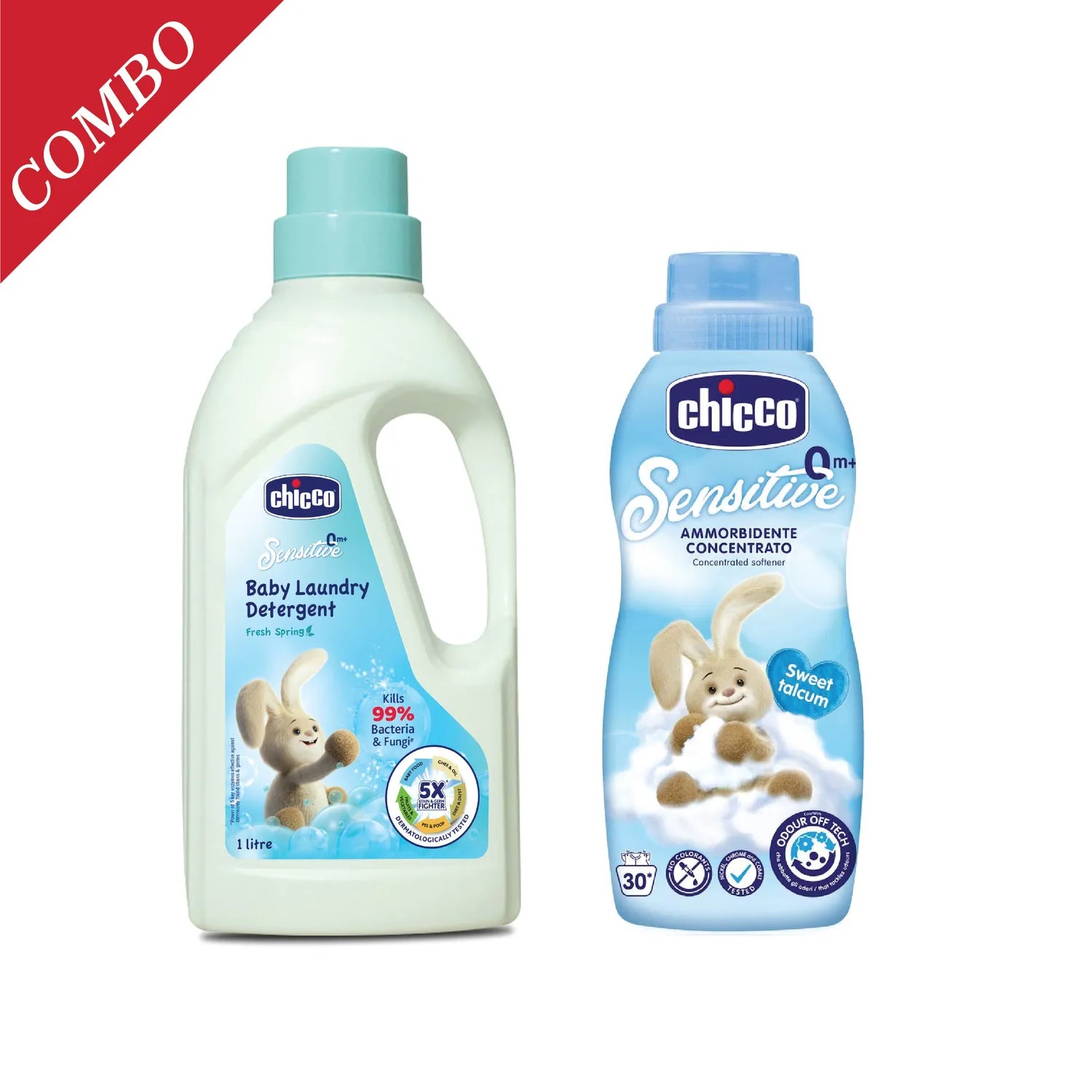 Combo Laundry Detergent Fresh Spring 1000ml & Softener Sweet Talcum 750ml