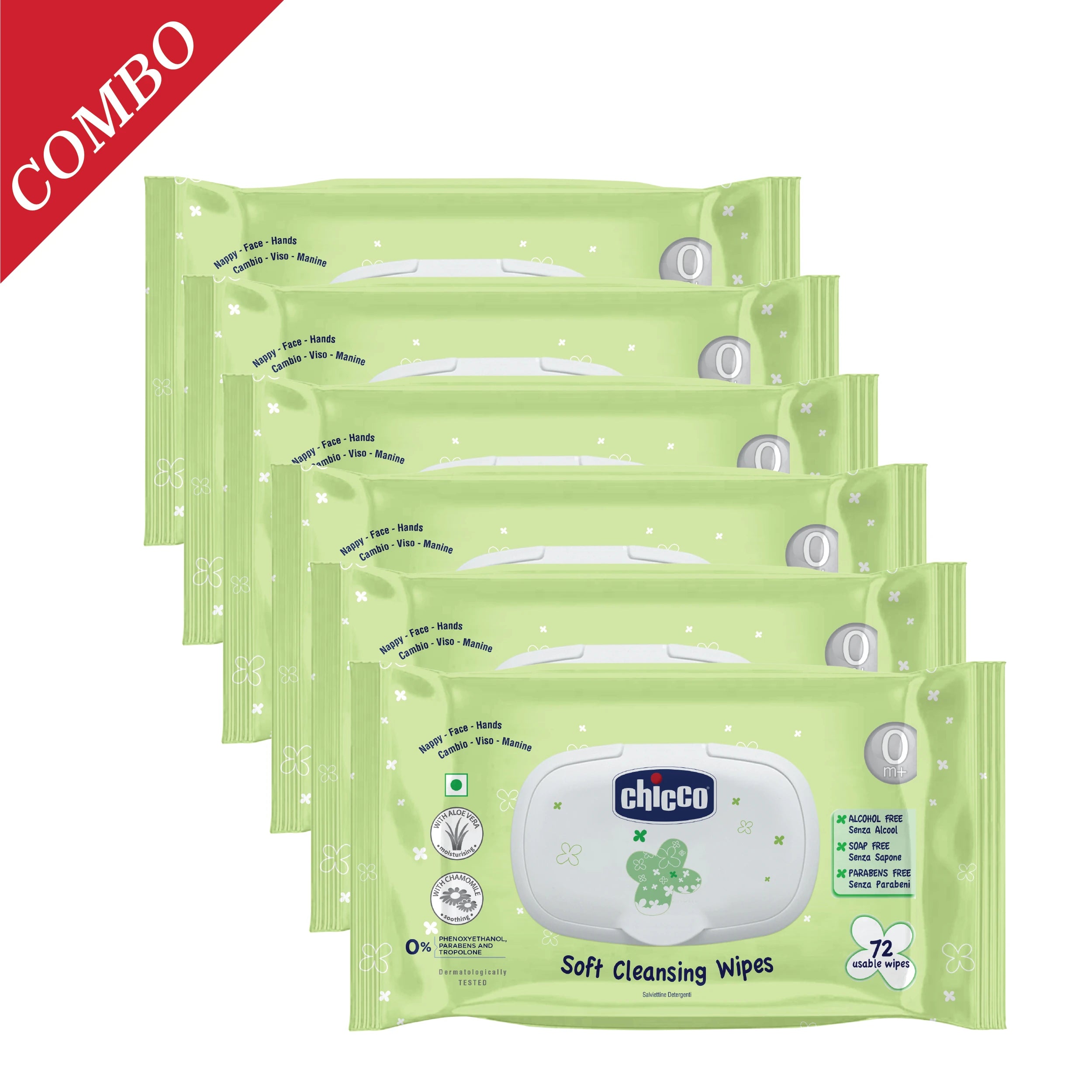 Combo Soft Cleansing Wipes Fliptop Pack of 6 432 Pcs