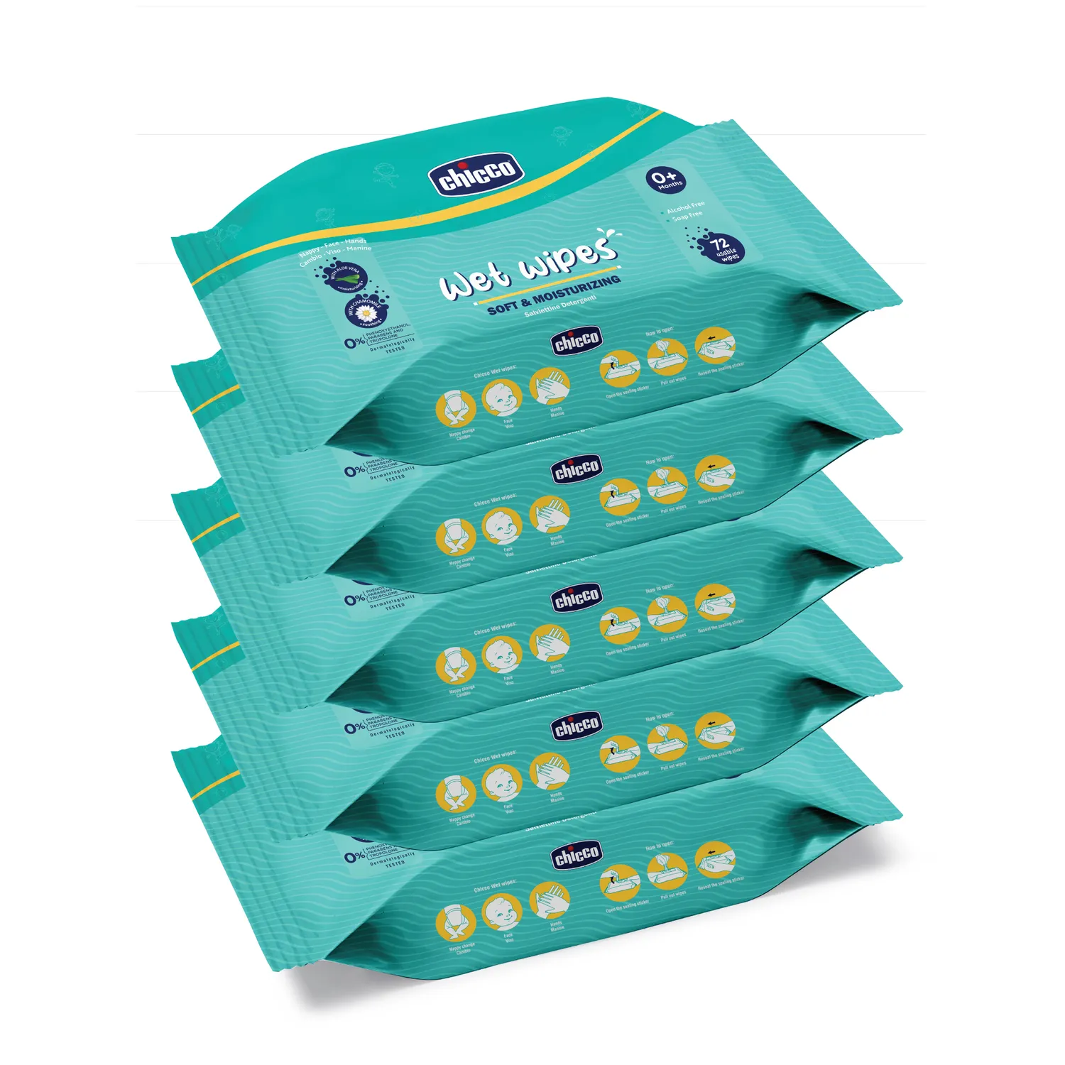 Combo Wet Wipes Sticker Pack of 5 360 Pcs