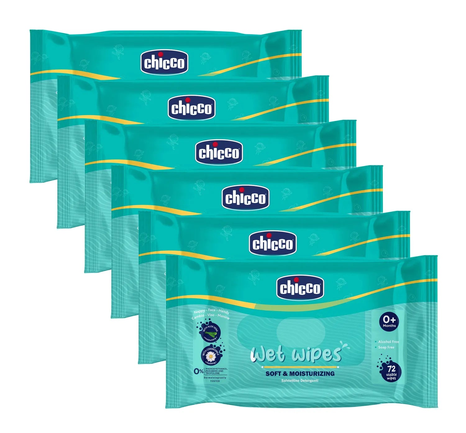 Combo Wet Wipes Sticker Pack of 6 432 Pcs