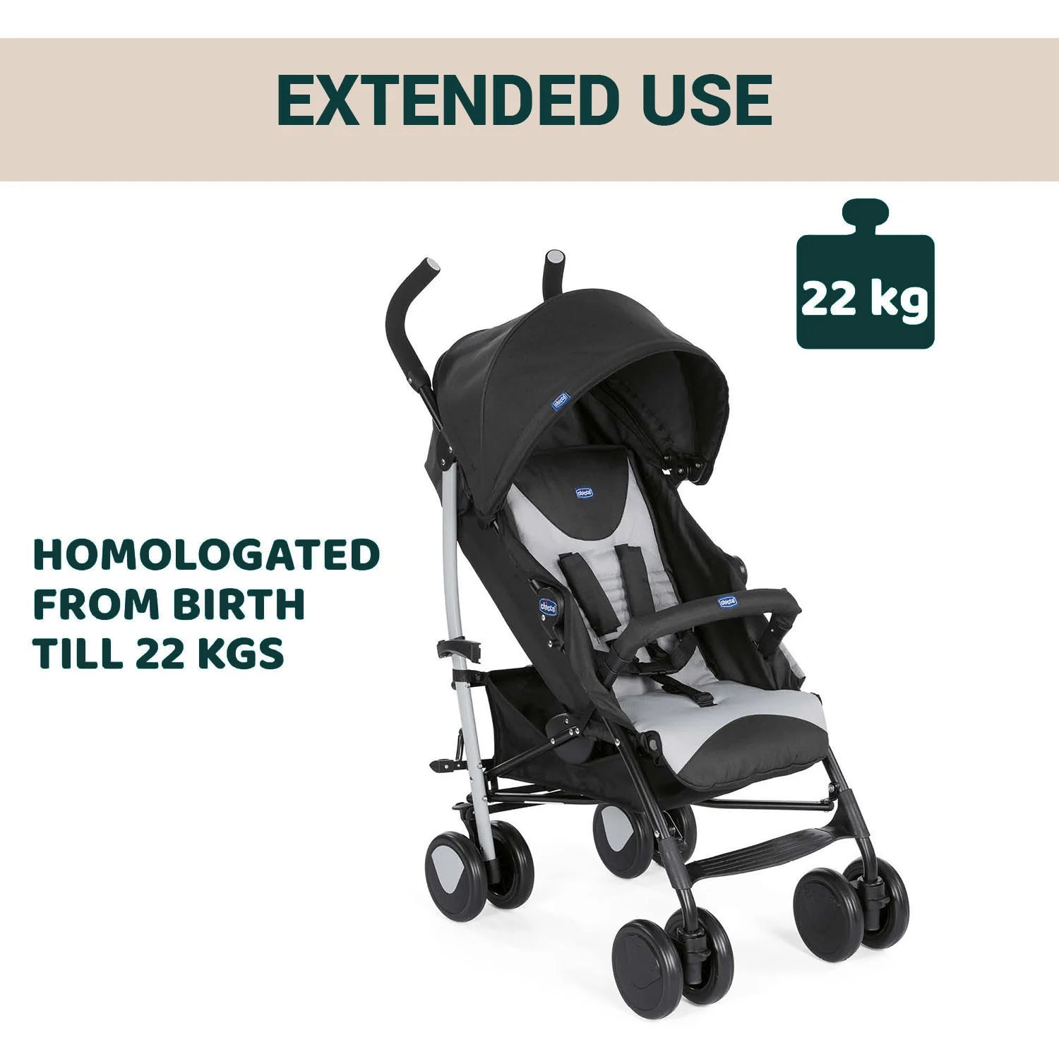 Echo Stroller with Bumper Bar Stone