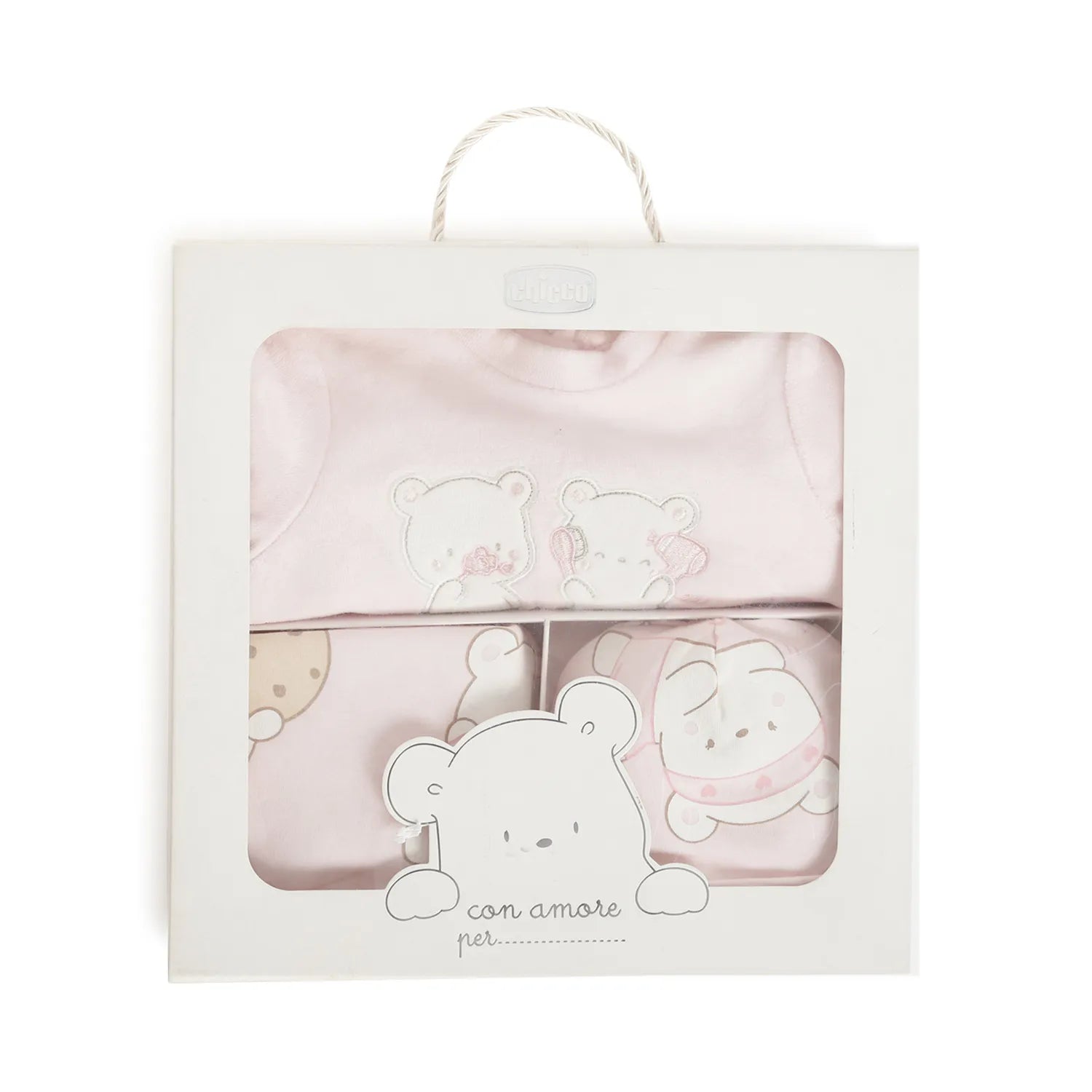 Gift Box Baby Suit & Bib & Cap Pink