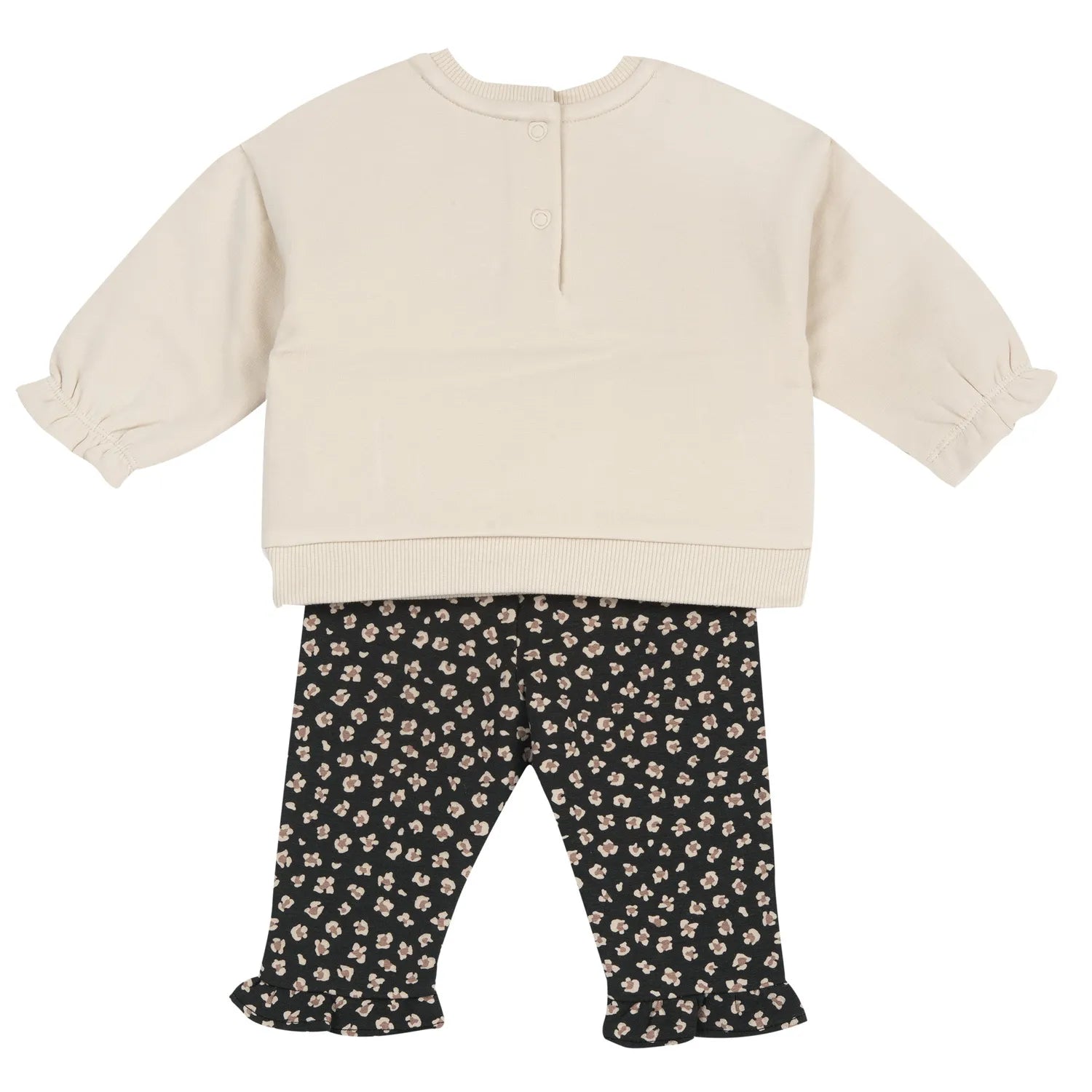 Girls Beige & Grey Applique Sweatshirt with Leggings