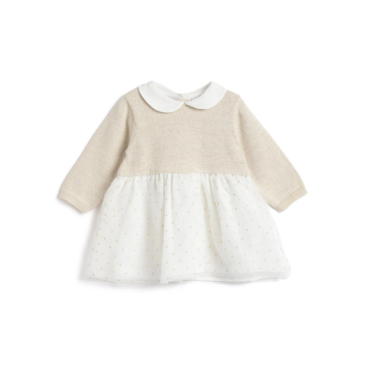 Girls Beige Printed Dress