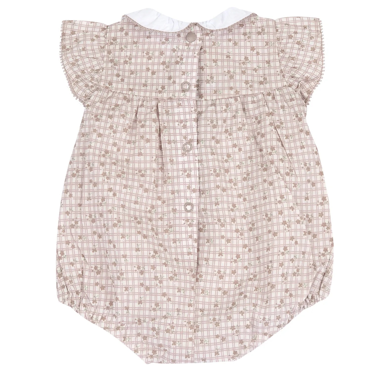 Girls Beige Round Neck Romper