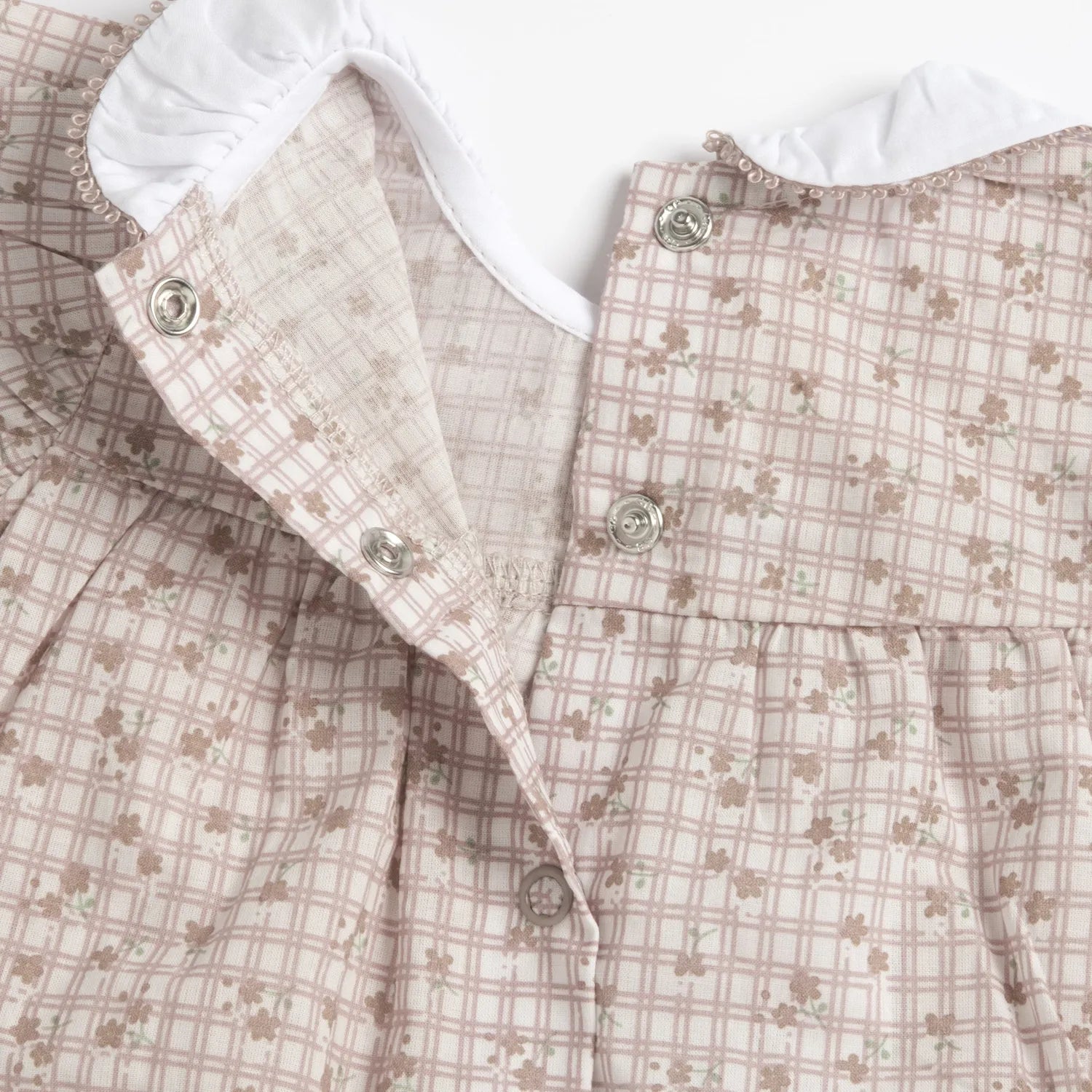 Girls Beige Round Neck Romper